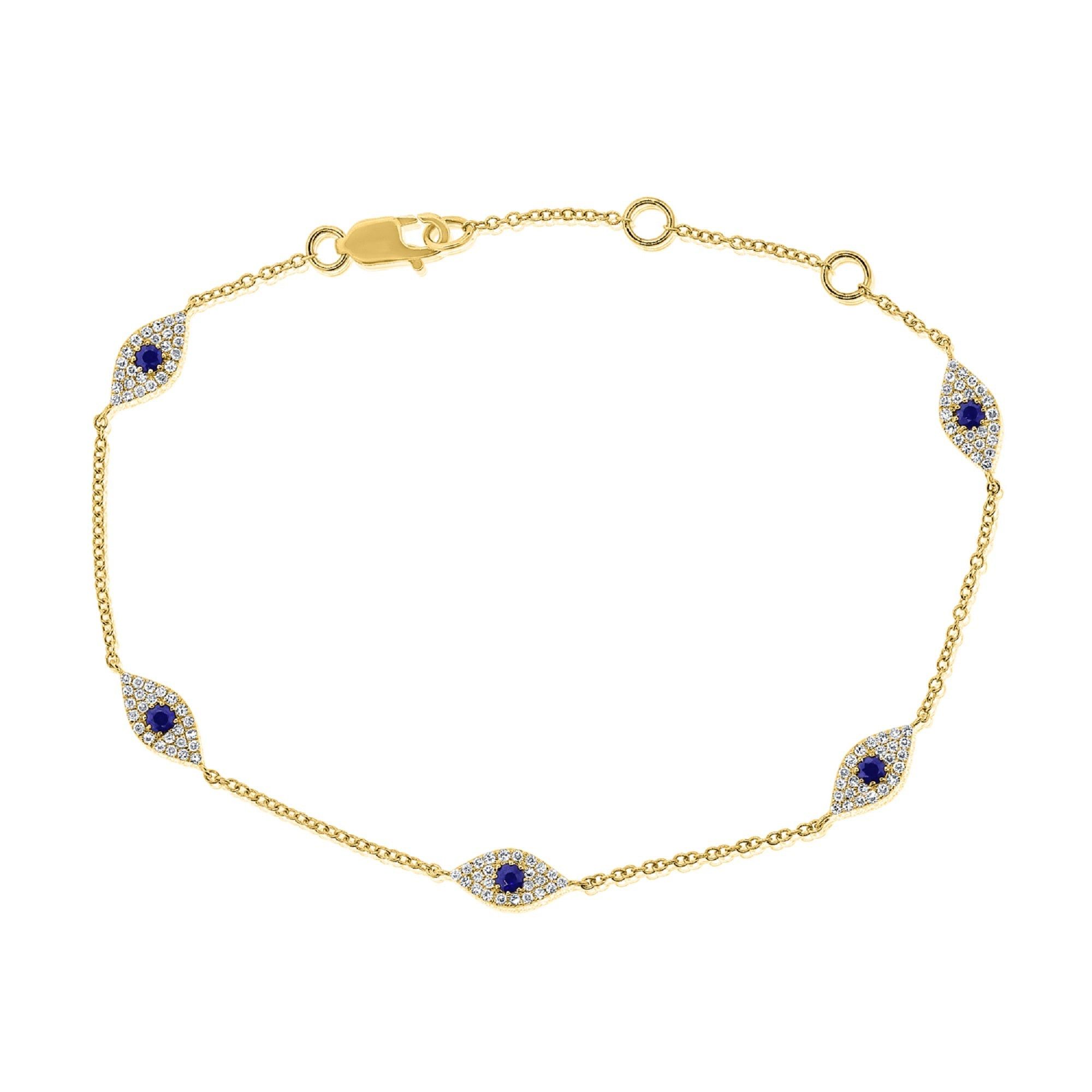 image of Cartier 14K Yellow Gold Sapphire & Diamond Evil Eye Bracelet, Women's