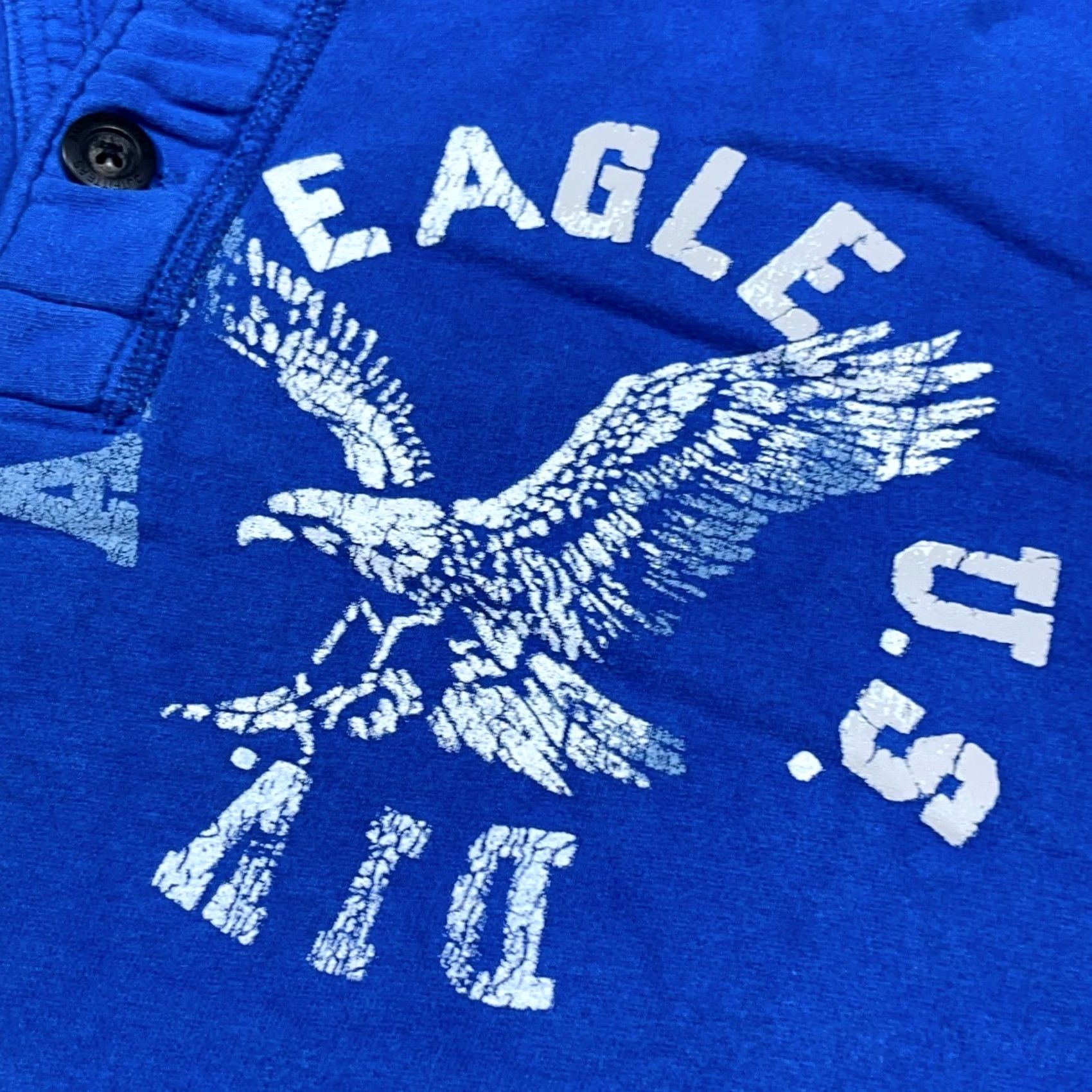 American Eagle Outfitters VINTAGE American Eagle Outfitters Sweatshirt Shirt Mens XL Blue Henley Crewneck 2000s Bird Logo Embroidered Hooded Sweatshirt Size US XL / EU 56 / 4 - 4 Thumbnail