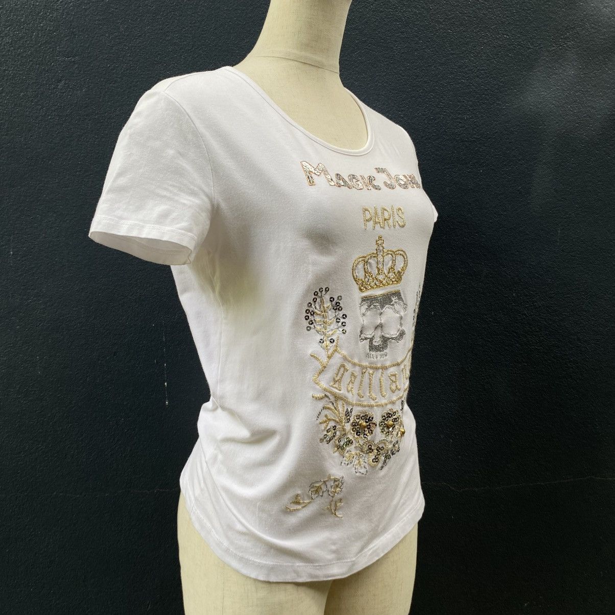John Galliano John Galliano Y2K White Embellished Galliano Skull Tee Size S / US 4 / IT 40 - 6 Thumbnail