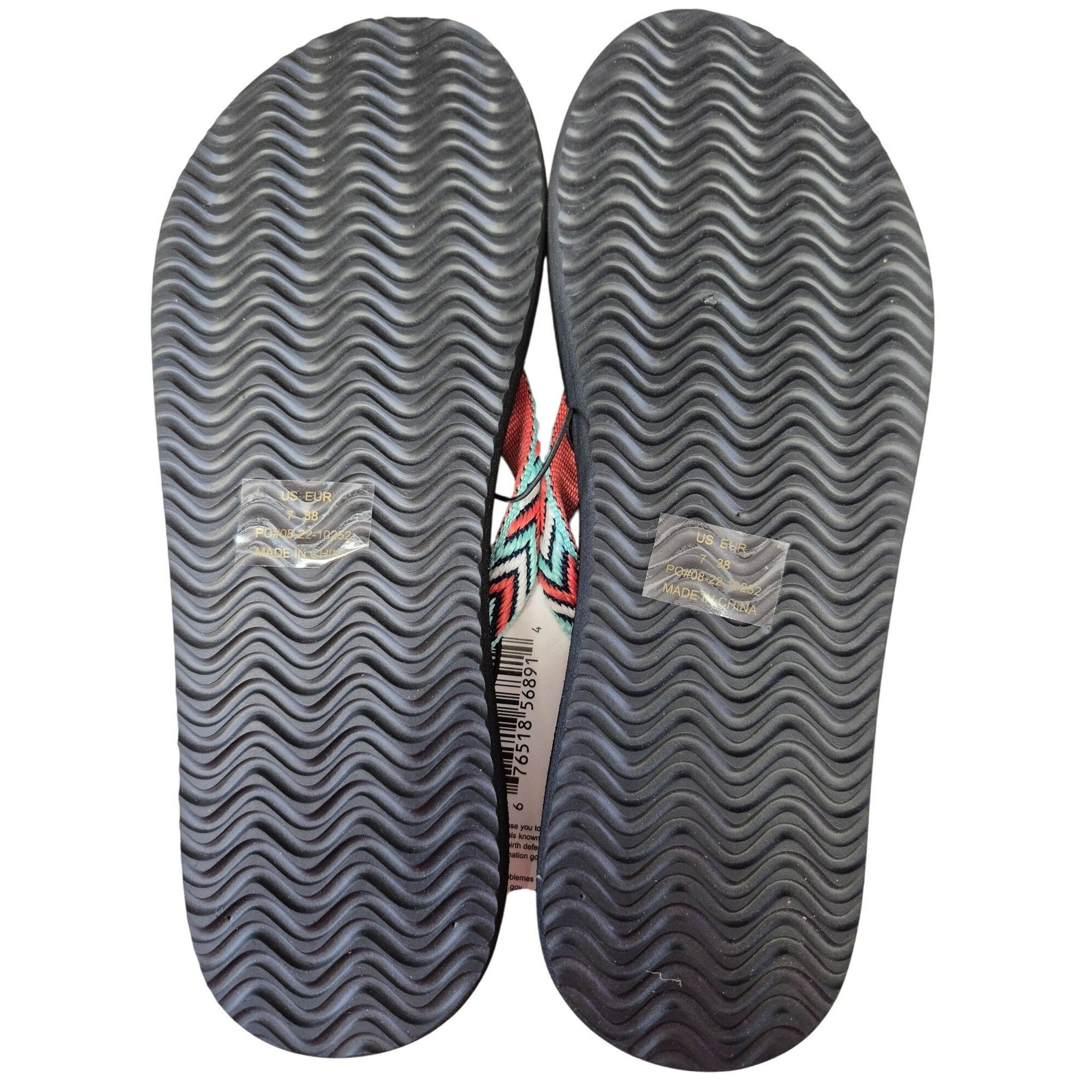 Other Norty Womens Size 7 Black & Pink Flip Flops With Chevron Str Size US 7 / IT 37 - 2 Thumbnail