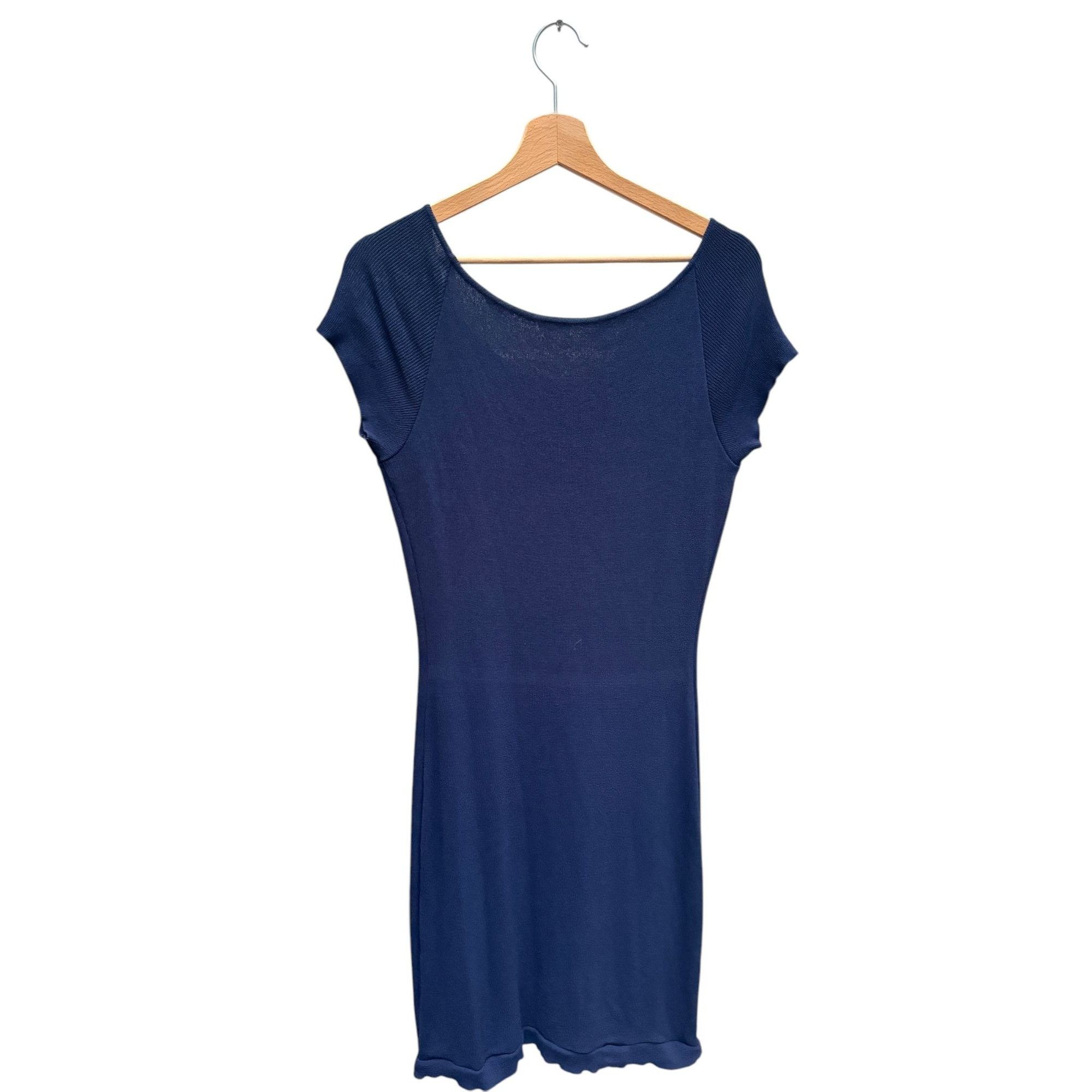 Yves Saint Laurent Vintage Navy Knitted Cotton Dress Size S / US 4 / IT 40 - 7 Thumbnail