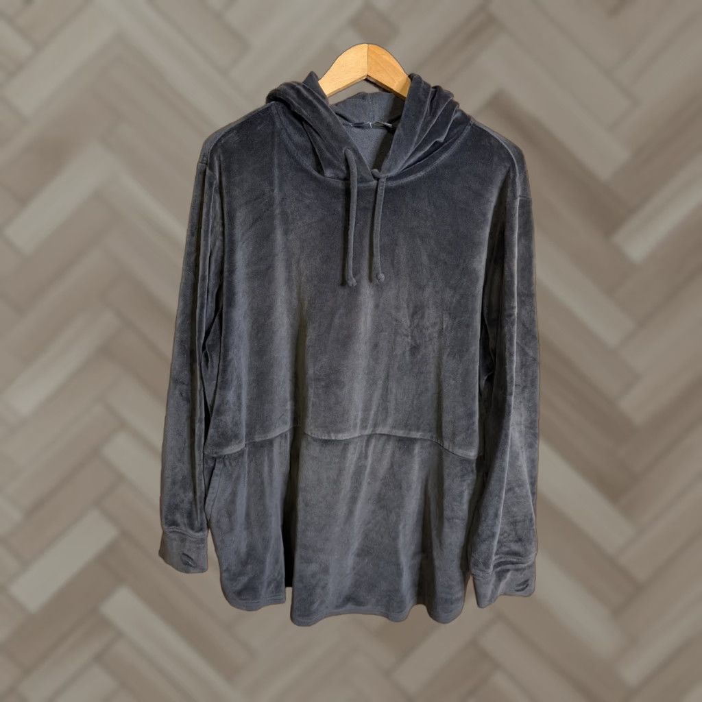 Lands' End VINTAGE Lands' End Women Black Velour Hoodie Full Kangaroo Pocket Plus Size 1X Sweatshirt Hoodie Size XL / US 12-14 / IT 48-50 - 1 Thumbnail