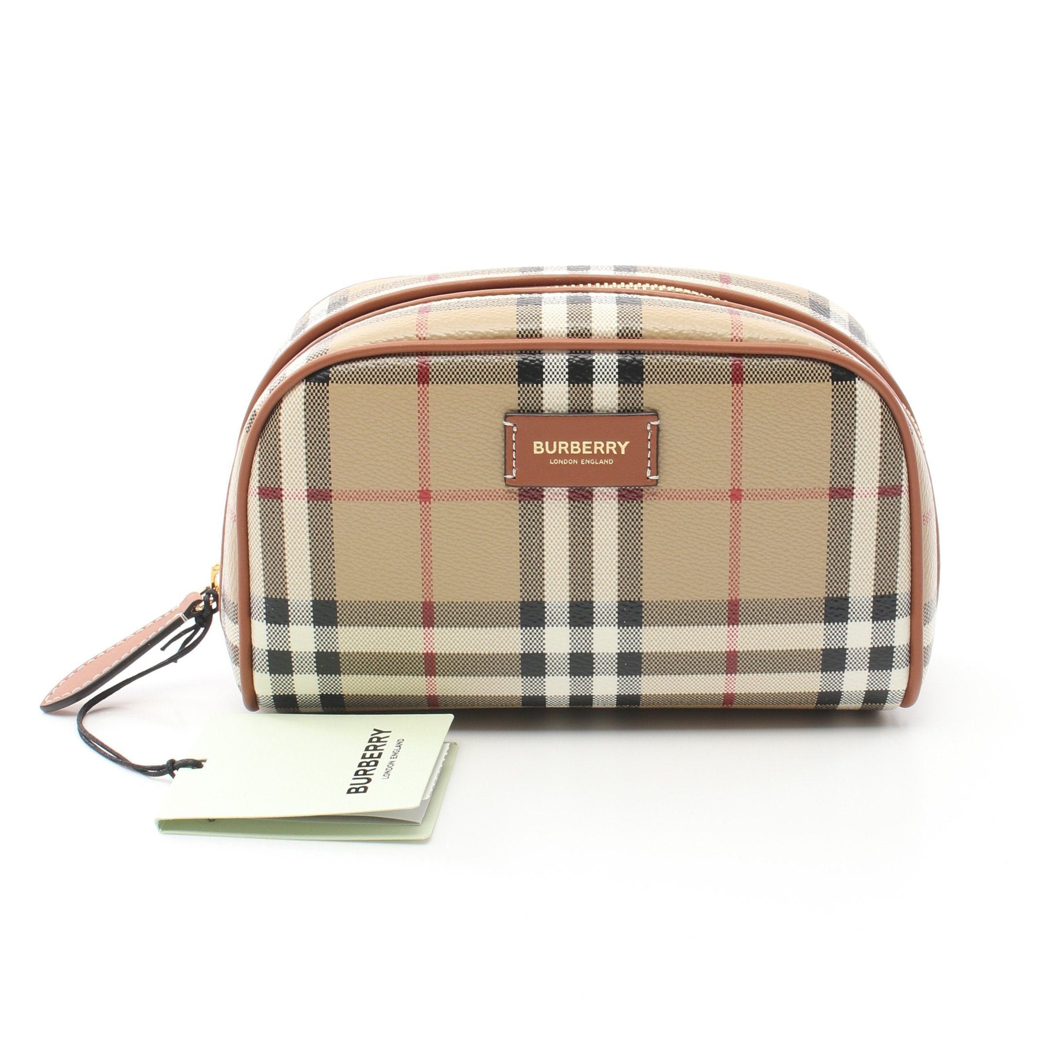 Burberry Burberry Check Travel Pouch Leather Beige Multicolor Size ONE SIZE - 1 Thumbnail