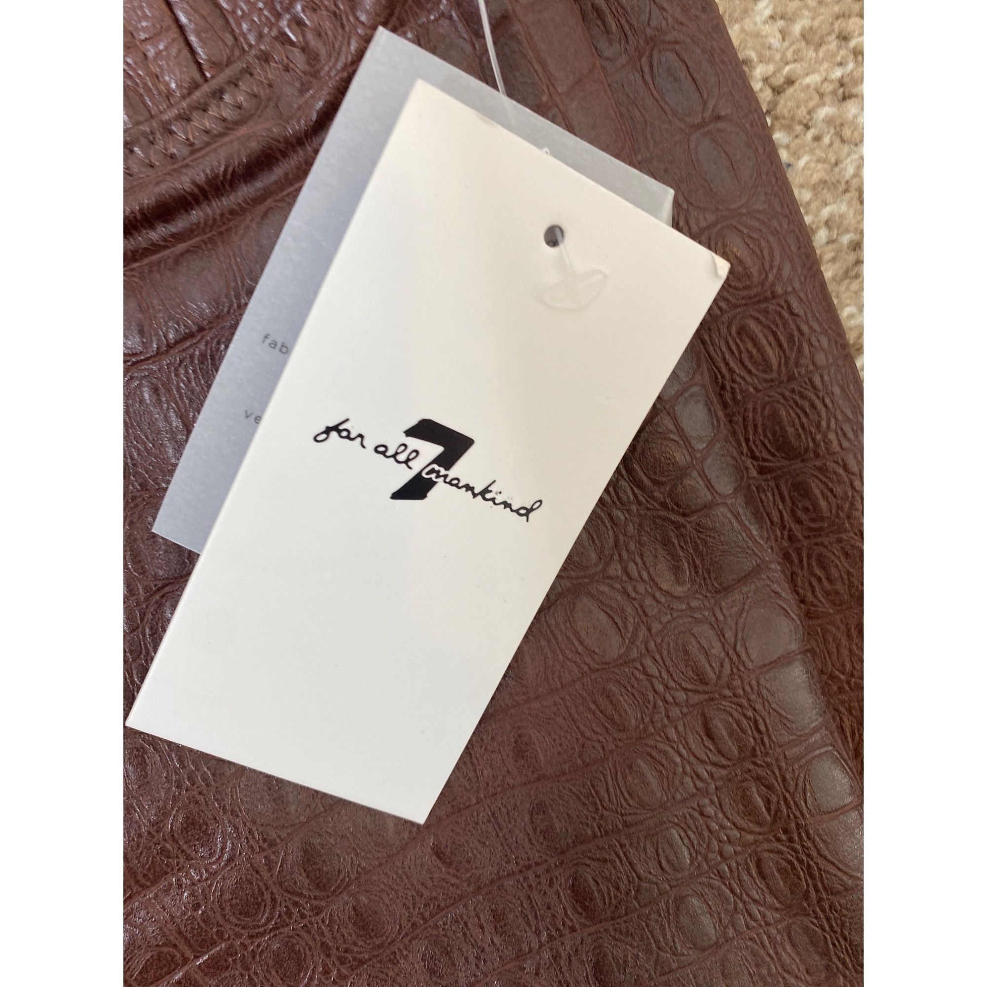 7 For All Mankind 7 FOR ALL MANKIND WOMEN'S BROWN FAUX LEATHER CROC EMBOSSED L Size 29" - 4 Thumbnail