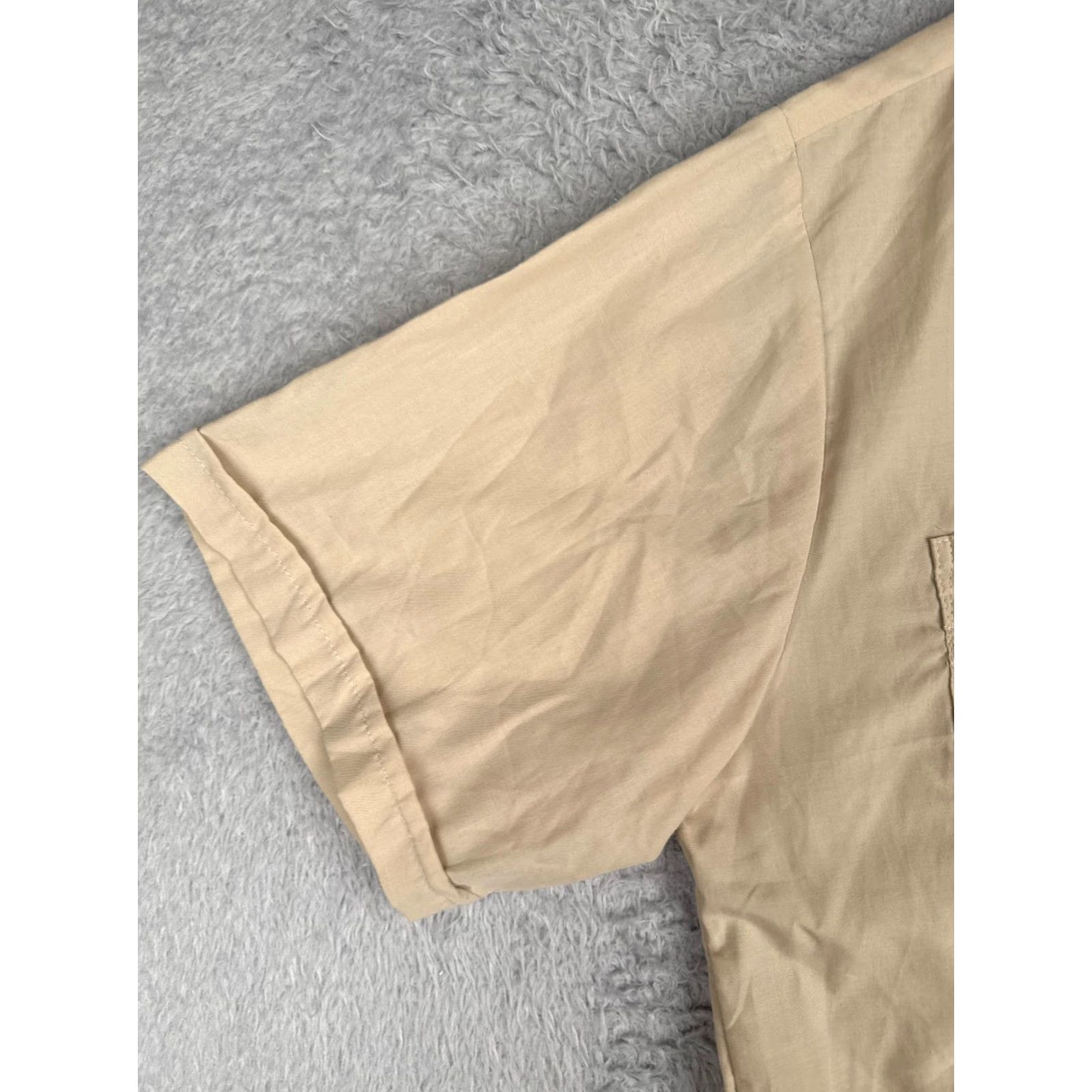 Vintage Maximos Shirt Adult XL Beige Polyester Blend 4 Pocket Vintage Embroidered Pockets Button-Up Collared Short Sleeve Mens Regular Size US XL / EU 56 / 4 - 3 Thumbnail