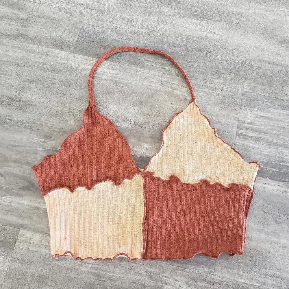 Shein Chocolate Colorblock SHEIN Cropped Halter Size S / US 4 / IT 40 - 1 Thumbnail
