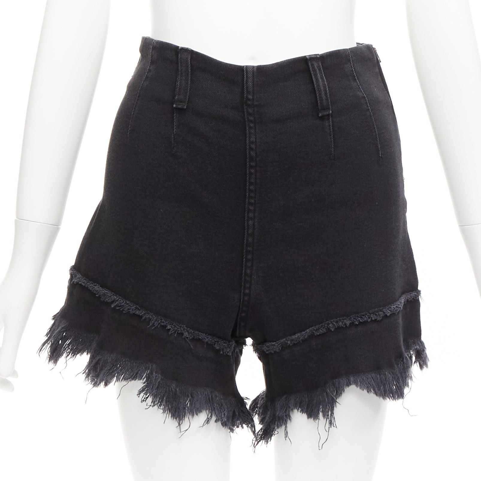 Philosophy di Lorenzo Serafini PHILOSOPHY black cotton blend high waist frayed hem flutter shorts IT38 XS Size 26" / US 2 / IT 38 - 1 Thumbnail