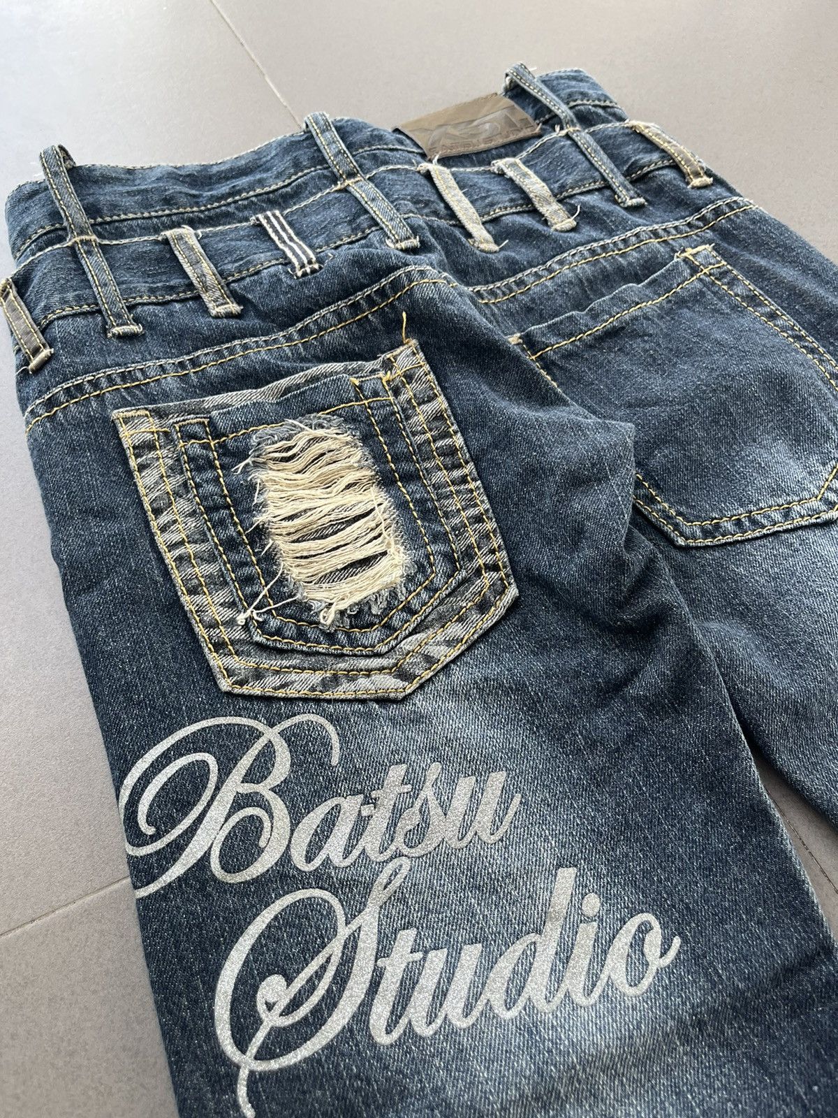14th Addiction Japanese~Bat-tsu Studio Double Waist Poem Punk Denim Pants Size US 28 / EU 44 - 7 Thumbnail