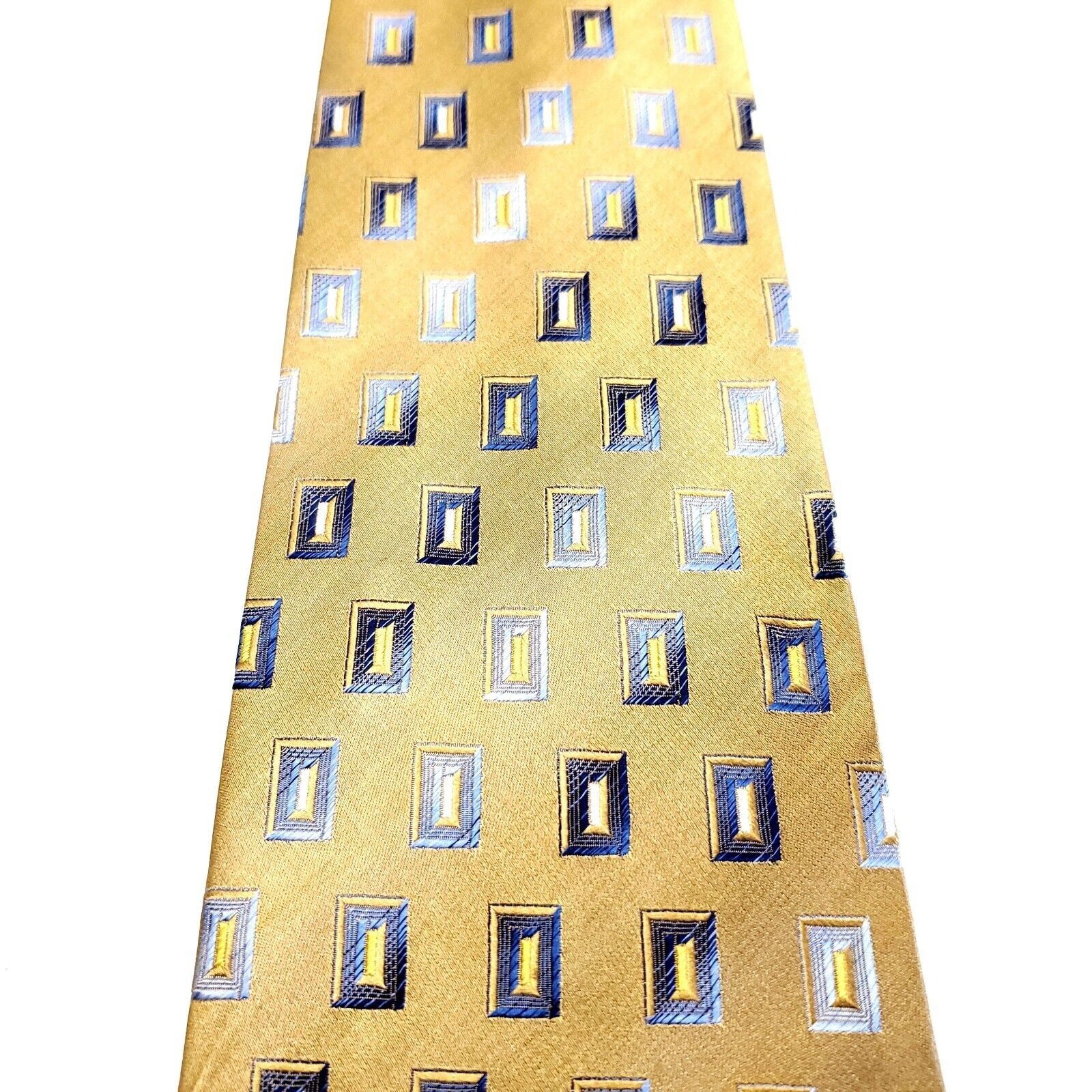 Designer Martin Wong Screenplay Silk Tie Woven Geometric Short Wide Y Size ONE SIZE - 2 Thumbnail