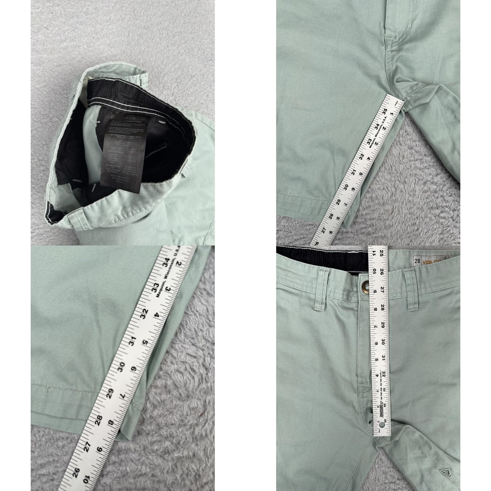 Volcom Volcom Shorts Mens 28 Green Canvas Chino Flat Front 8 Inseam Casual Summer Wear Size US 28 / EU 44 - 8 Thumbnail