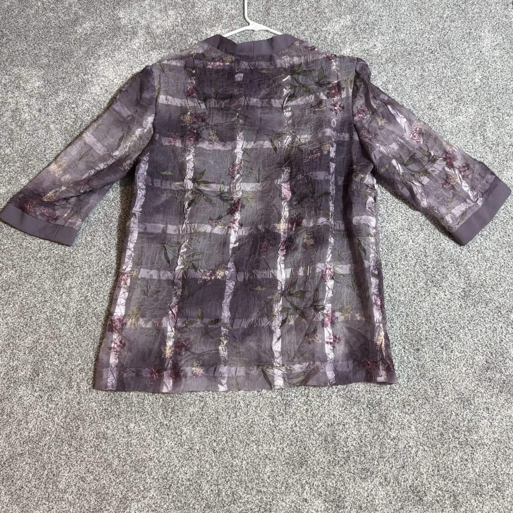 Vintage VINTAGE 90s R&M Richards Top Womens 14WP Floral Evening Wear Romantic Chic Shirt Womens 14WP Purple Floral 3/4 Sleeve Square Neck Pullover Size XL / US 12-14 / IT 48-50 - 6 Thumbnail