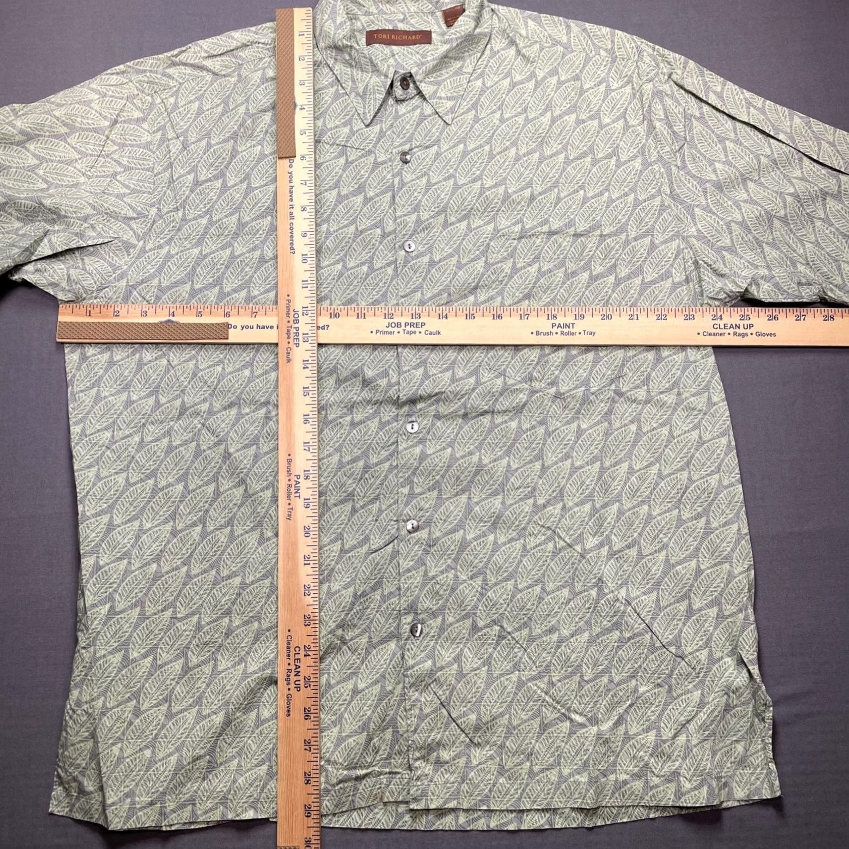 Tori Richard Tori Richard Shirt Mens XL Green Leaf Hawaiian Aloha Cotton Lawn Print USA Size US XL / EU 56 / 4 - 3 Thumbnail