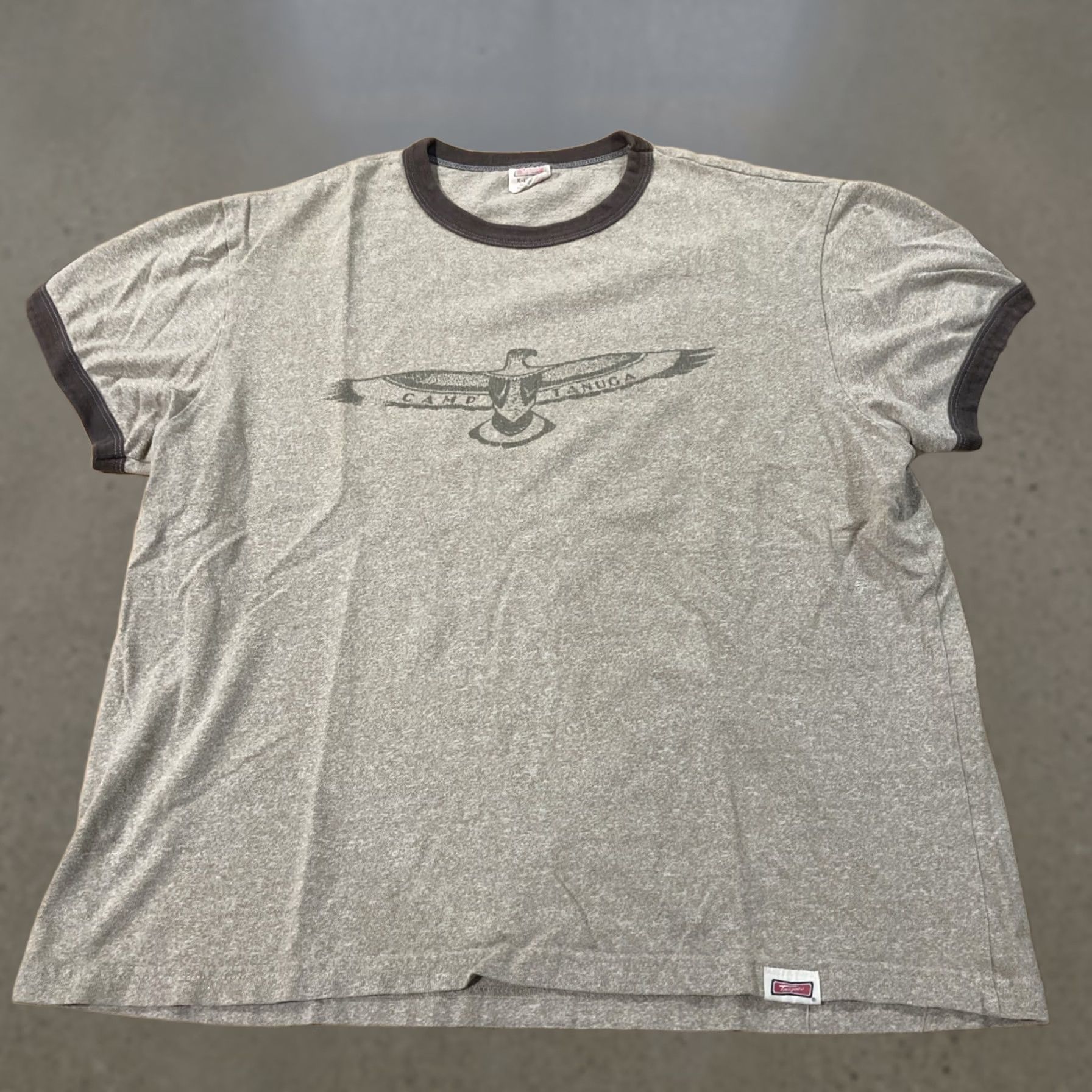 Vintage Vtg Tailgate Brand Collegiate Style Eagle "Candtanuca" Native XL Brown T-Shirt Men 90s Regular Short Sleeve Crew Neck Cotton Vintage 1990s Size US XL / EU 56 / 4 - 1 Thumbnail