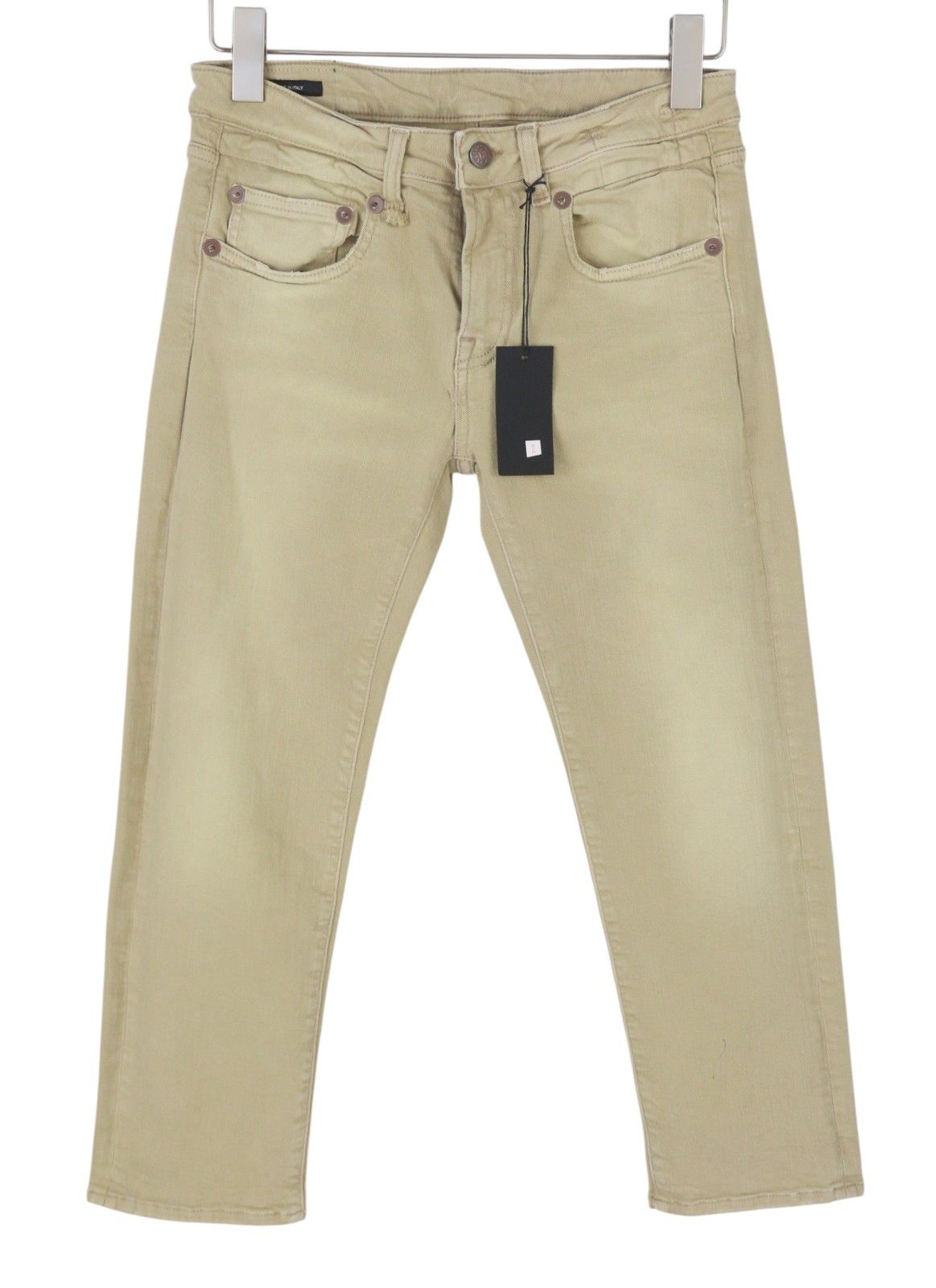 R13 BOY STRAIGHT 27 Khaki Stretch Cropped Jeans 89844 Size 27" / US 4 / IT 40 - 2 Thumbnail