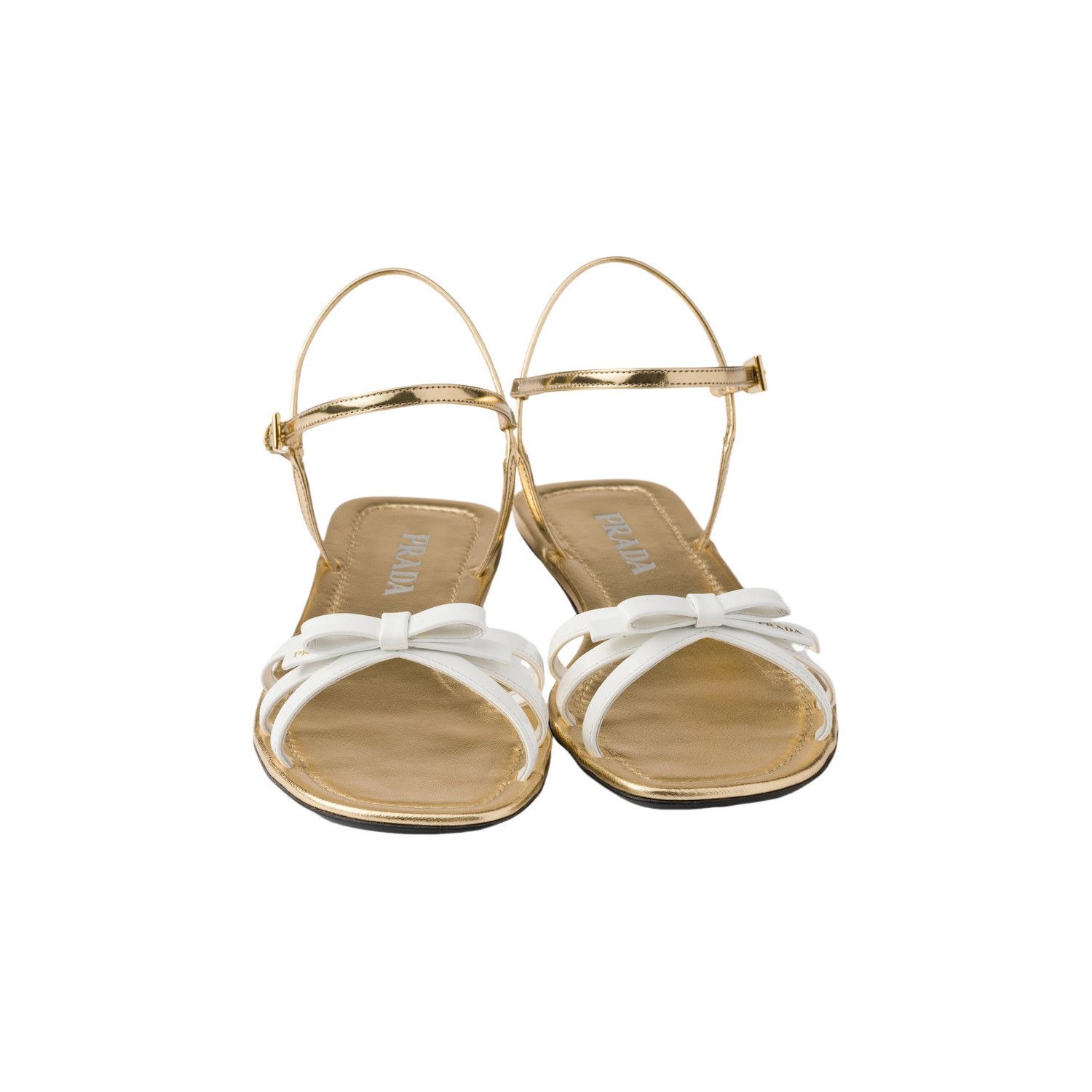 Prada PRADA $1100 White Flat metallic leather sandals New & Authen Size US 8.5 / IT 38.5 - 5 Thumbnail