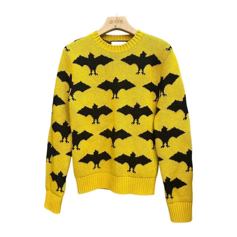 Gucci Bat pattern yellow wool sweater