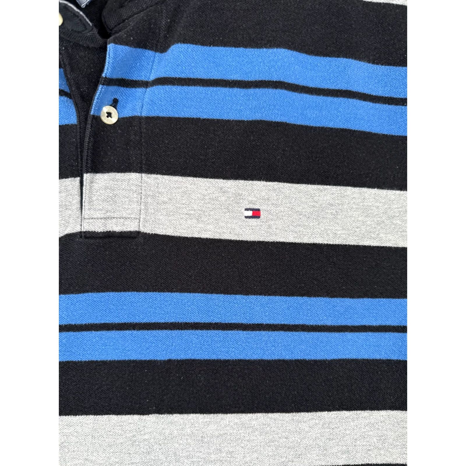 Tommy Hilfiger Tommy Hilfiger Shirt Men Extra Large Blue Gray Stripe Cotton Short Sleeve Size US XL / EU 56 / 4 - 6 Thumbnail