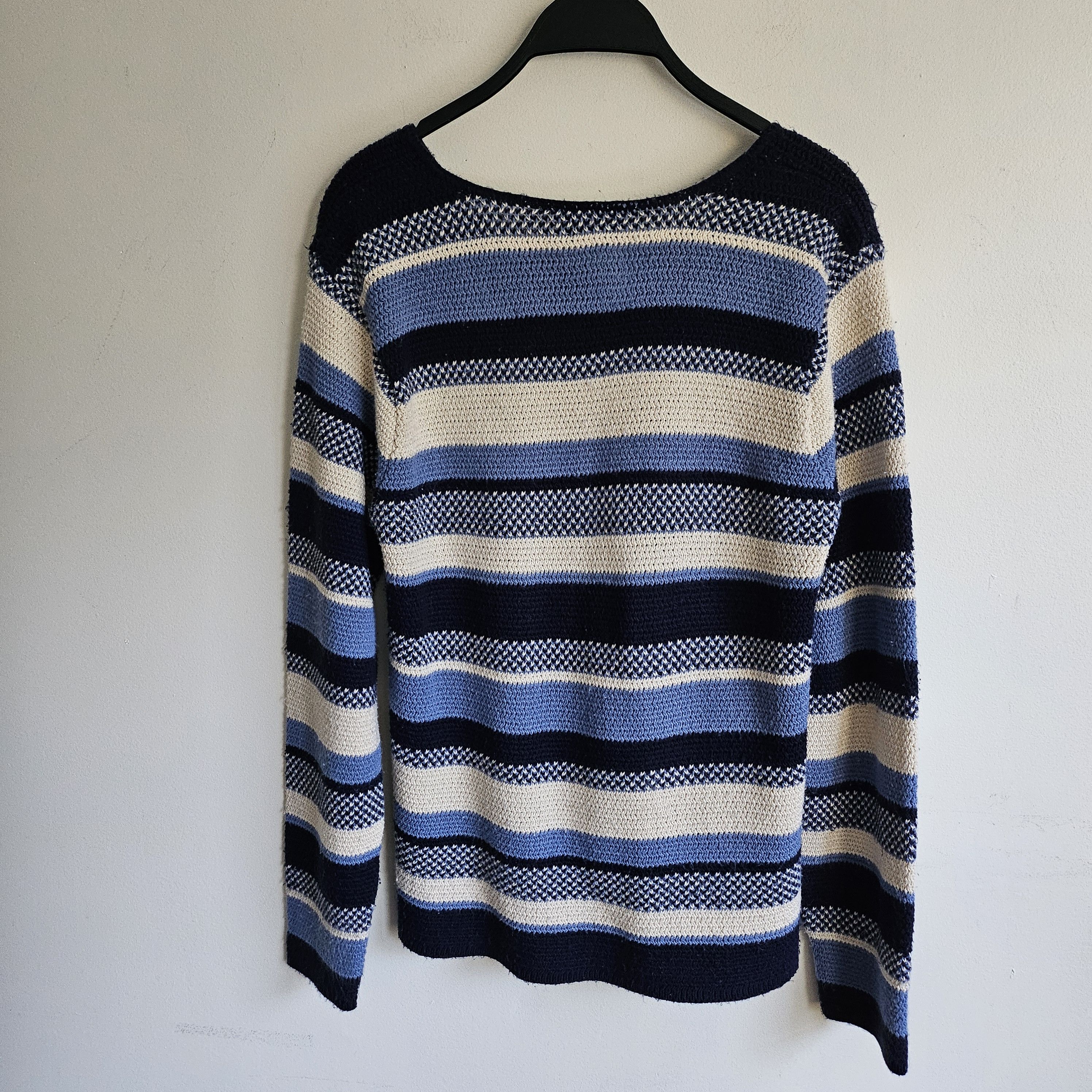 Vinti Andrews Reba Rose vintage '70s blue striped knit cardigan sweater. Size S / US 4 / IT 40 - 3 Thumbnail