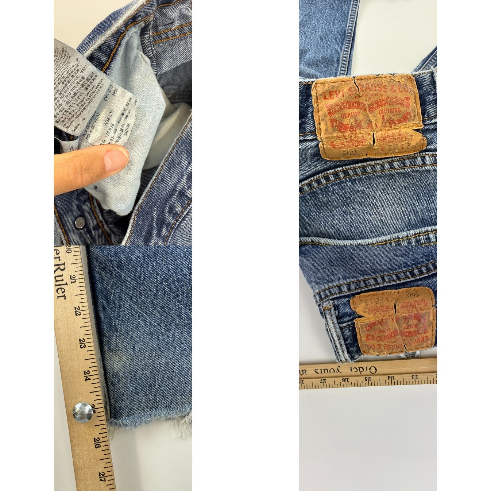 Levi's Levi's Jeans 36x30 Blue Denim Distressed Double Stitch Raw Hem Outdoor 550 5-Pocket Button Mens Size US 36 / EU 52 - 8 Thumbnail