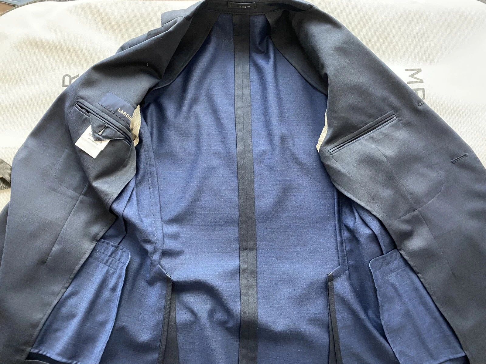 Lardini LARDINI Navy Blue Two-Piece Single Breasted Wool Suit Size 36R - 7 Thumbnail