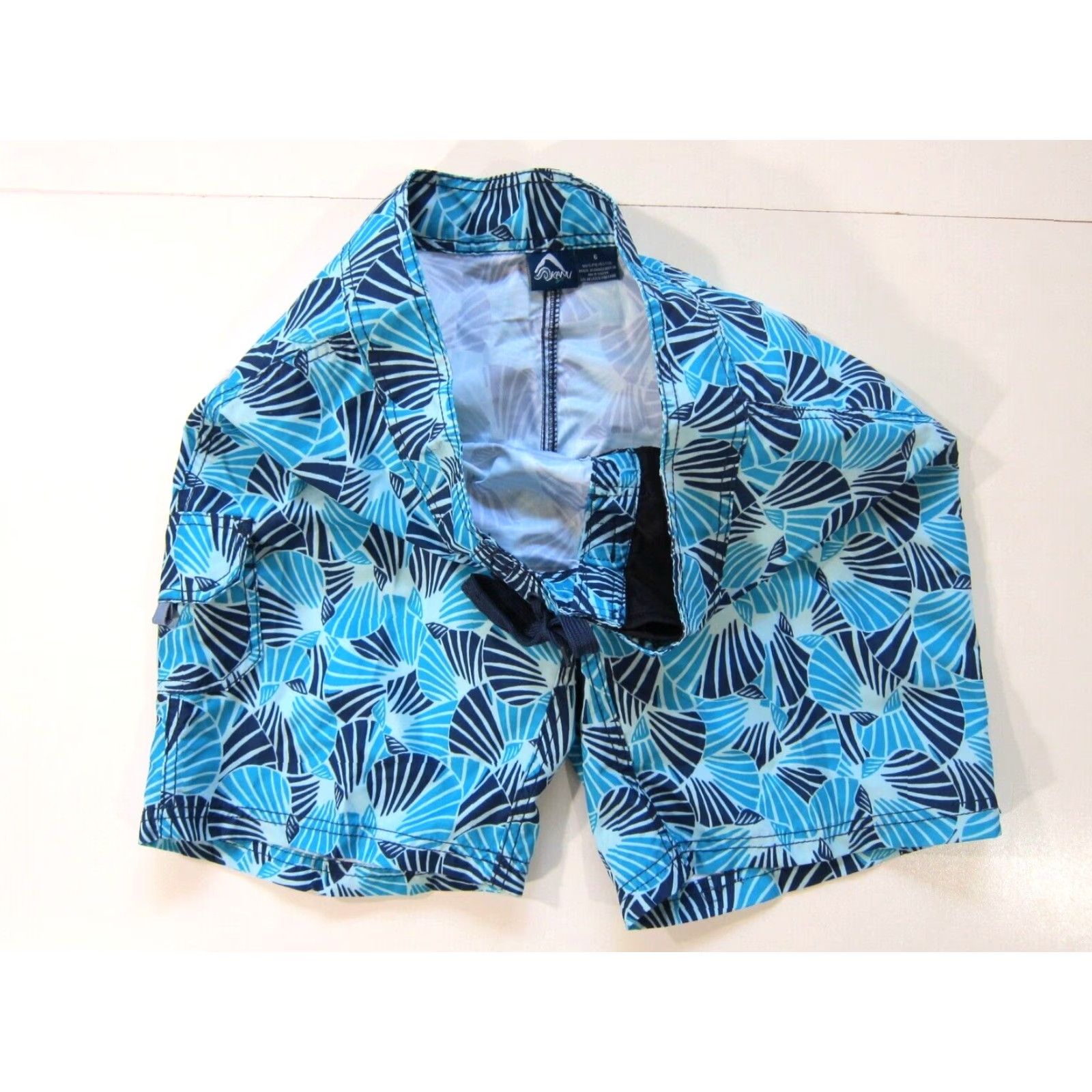 Vintage Kanu Surf Blue Floral Geometric Pocket Lightweight Swim Board Short Women 6 Size 28" / US 6 / IT 42 - 7 Thumbnail