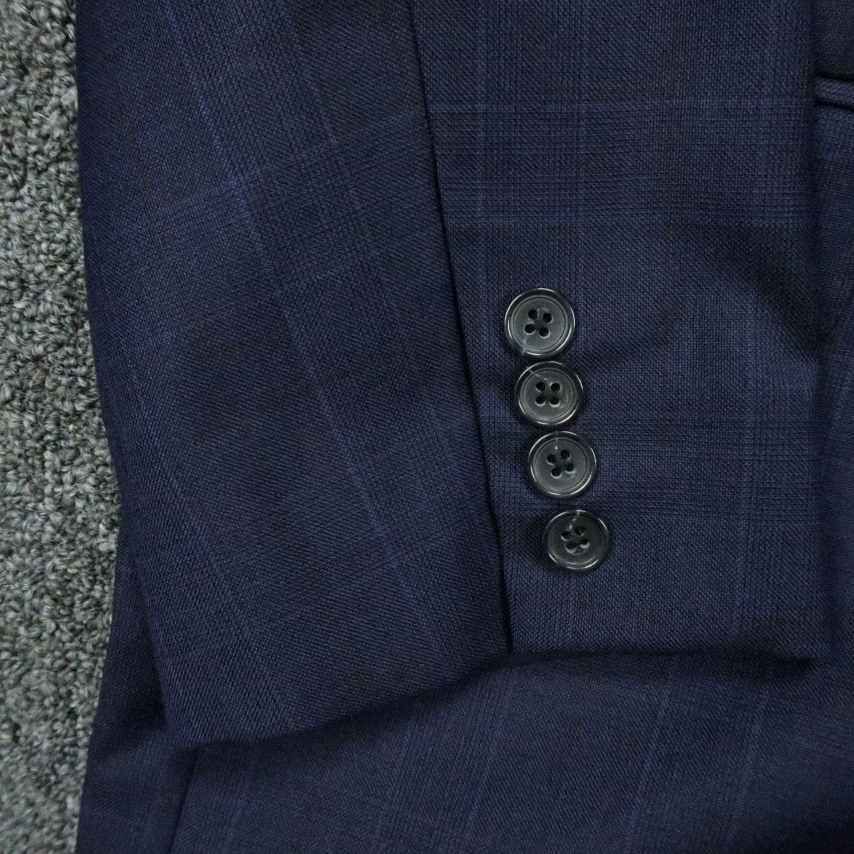 Jos. A. Bank Jos A Bank Blazer Men 44L Reserve Tailored Fit Blue Check Lanificio Wool Soft Shoulders Size 44R - 7 Thumbnail