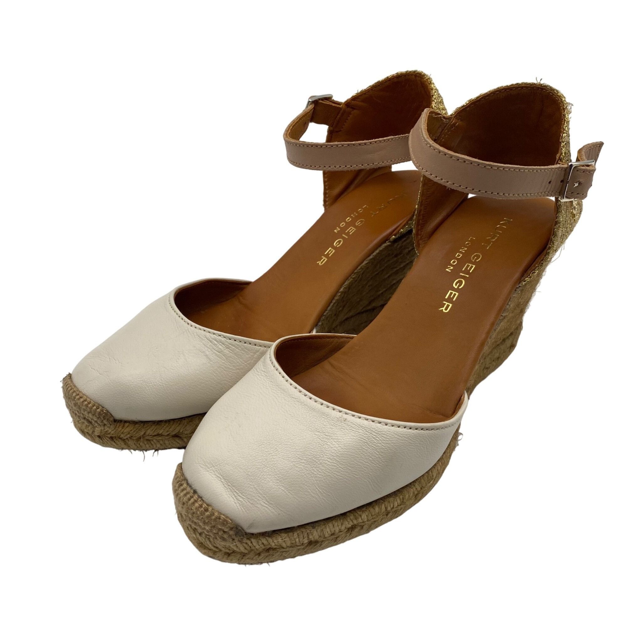 Kurt Geiger Kurt Geiger London Monty White/Gold wedge heel espadrilles W Size US 8 / IT 38 - 14 Thumbnail