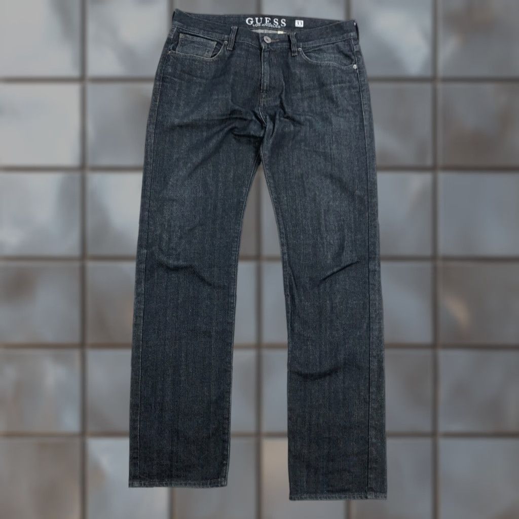 Guess Guess Jeans Mens Jeans 33x33 Blue Denim Pants Lincoln Slim Straight Distressed 5-Pocket Mens Regular Standard Fit WW00 Size US 33 - 1 Thumbnail