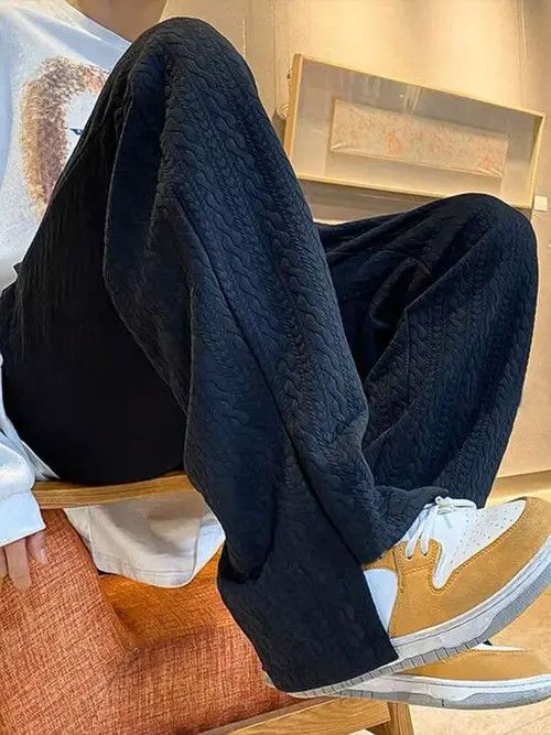 Japanese Brand × Vintage cable-knit Loose fit Wide Y2k Sweatpants Size US 32 / EU 48 - 1 Thumbnail