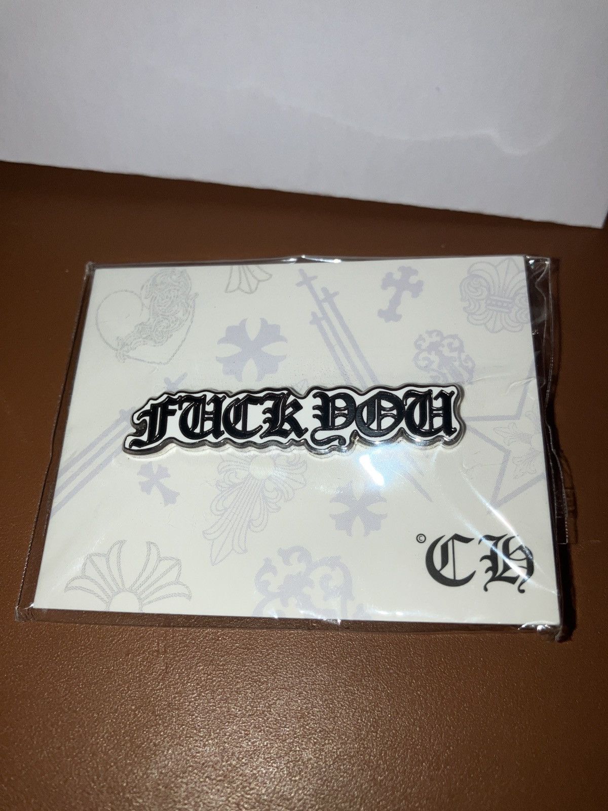 image of 2017 Chrome Hearts “Fuck You” Pin White / Black, Men's