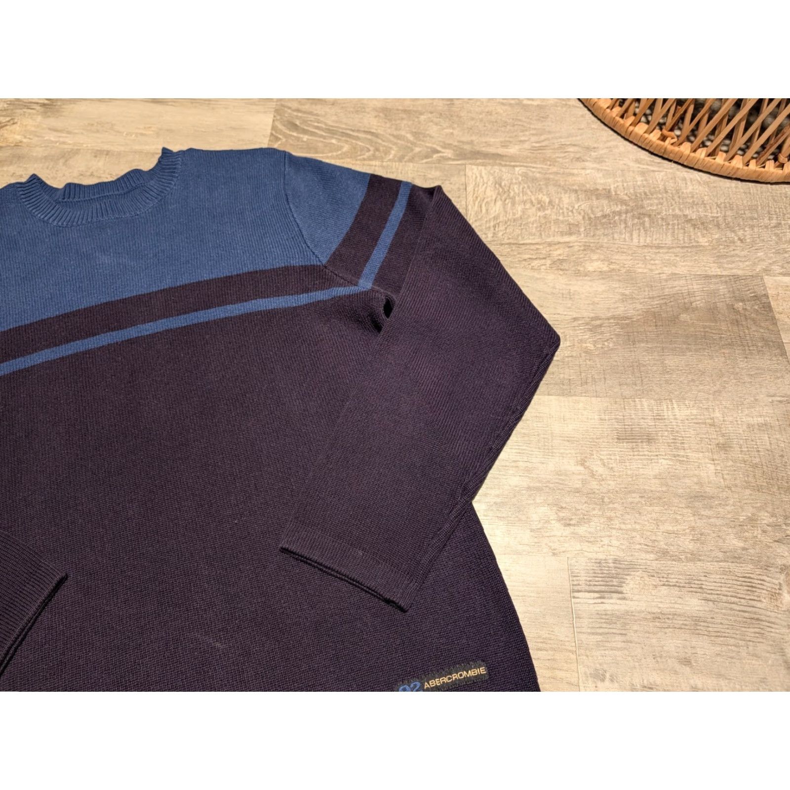 Abercrombie & Fitch VINTAGE Abercrombie & Fitch 90s Heavyweight Striped Sweater Men’s L Blue Pullover Grunge Size US L / EU 52-54 / 3 - 3 Thumbnail