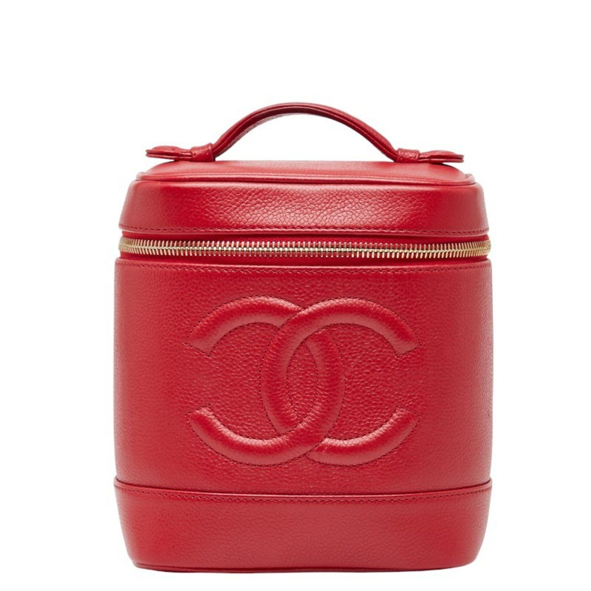 Chanel Chanel Coco Mark Vanity Bag Handbag Red Caviar Skin Women's CHANEL Size ONE SIZE - 1 Thumbnail