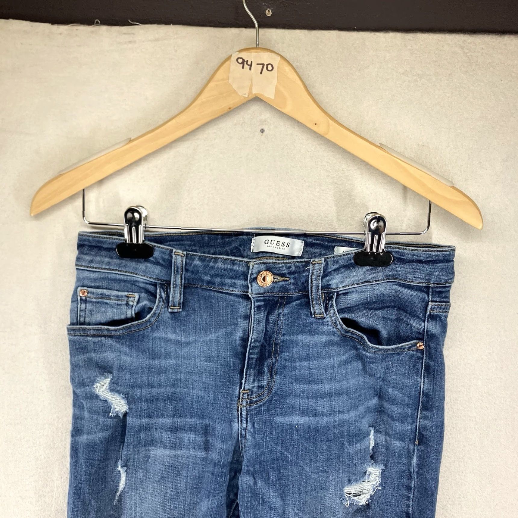 Guess GUESS Skinny Jeans Women 28 Blue Denim Mid Rise Distressed Zip Fly 5-Pocket Curvy Classic Modern Size 28" / US 6 / IT 42 - 6 Thumbnail