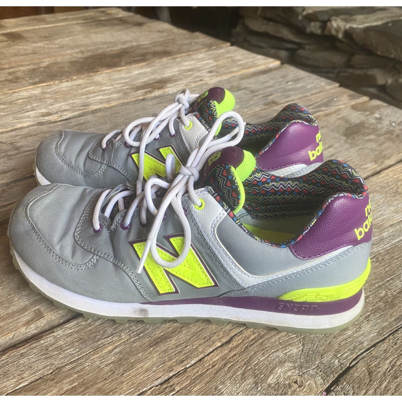New Balance Womens New Balance 574 Street Beat Gray Voltage Violet US-8.5 UK-6.5 EU-40 Run Sneaker, Pre-owned Size US 7 / IT 37 - 4 Thumbnail