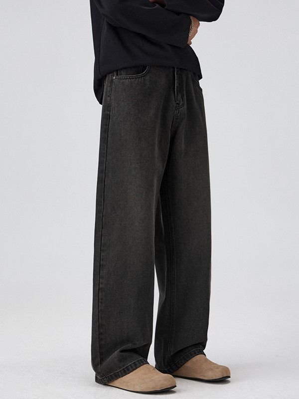 Japanese Brand Men's street style washed loose straight leg baggy jeans Size US 32 / EU 48 - 4 Thumbnail