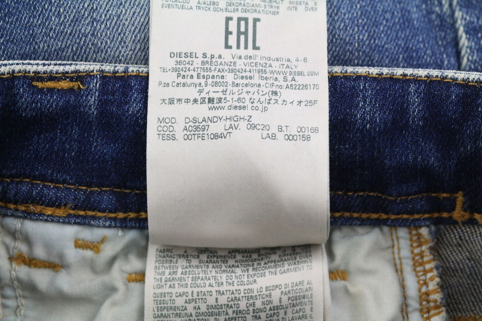 Diesel D-SLANDY-HIGH-Z 09C20 W26/L32 Skinny Blue Jeans 40683 Size 26" / US 2 / IT 38 - 10 Thumbnail