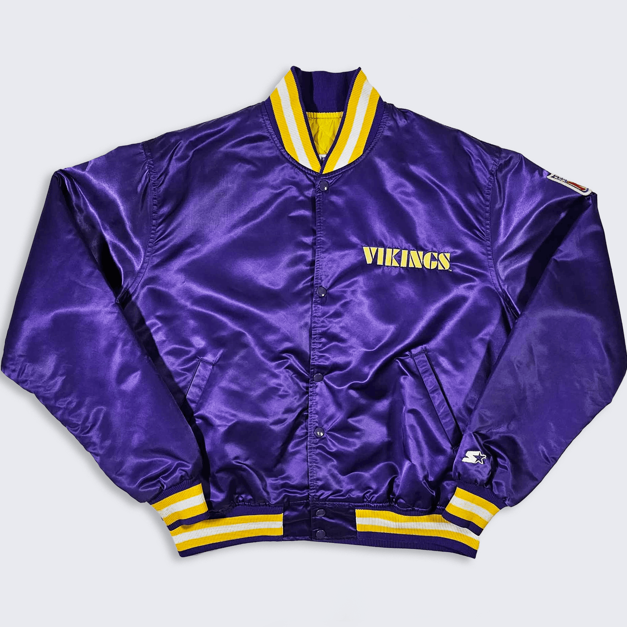 NFL Minnesota Vikings Vintage 80s Starter Satin Bomber Jacket Size US XL / EU 56 / 4 - 2 Thumbnail