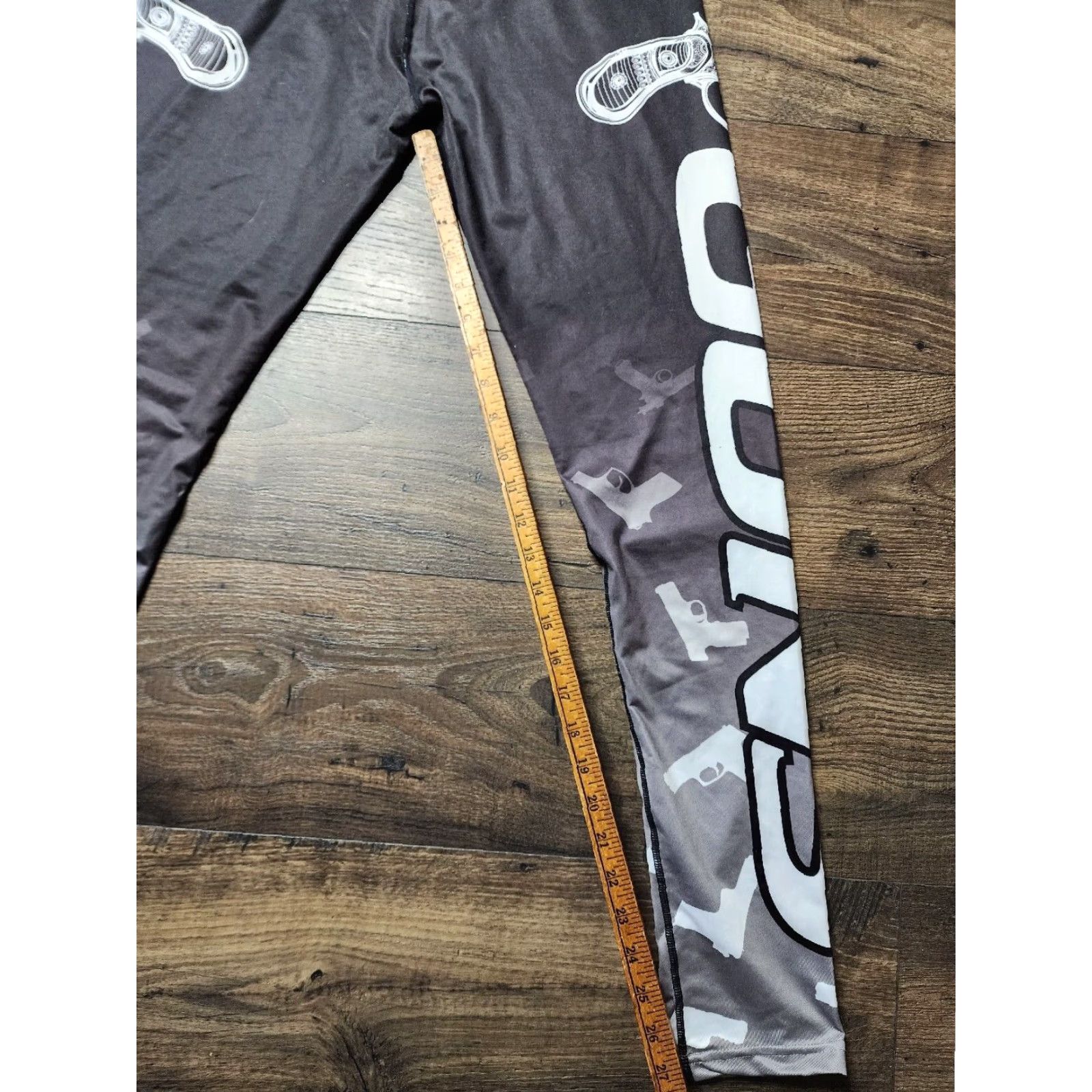 Vintage Xlusion Womens XL Pants Activewear All Over Print Ombré 2A Black Stretch Athletic Inseam 27 in Regular Fit Compression Size 40" / US 18 - 3 Thumbnail