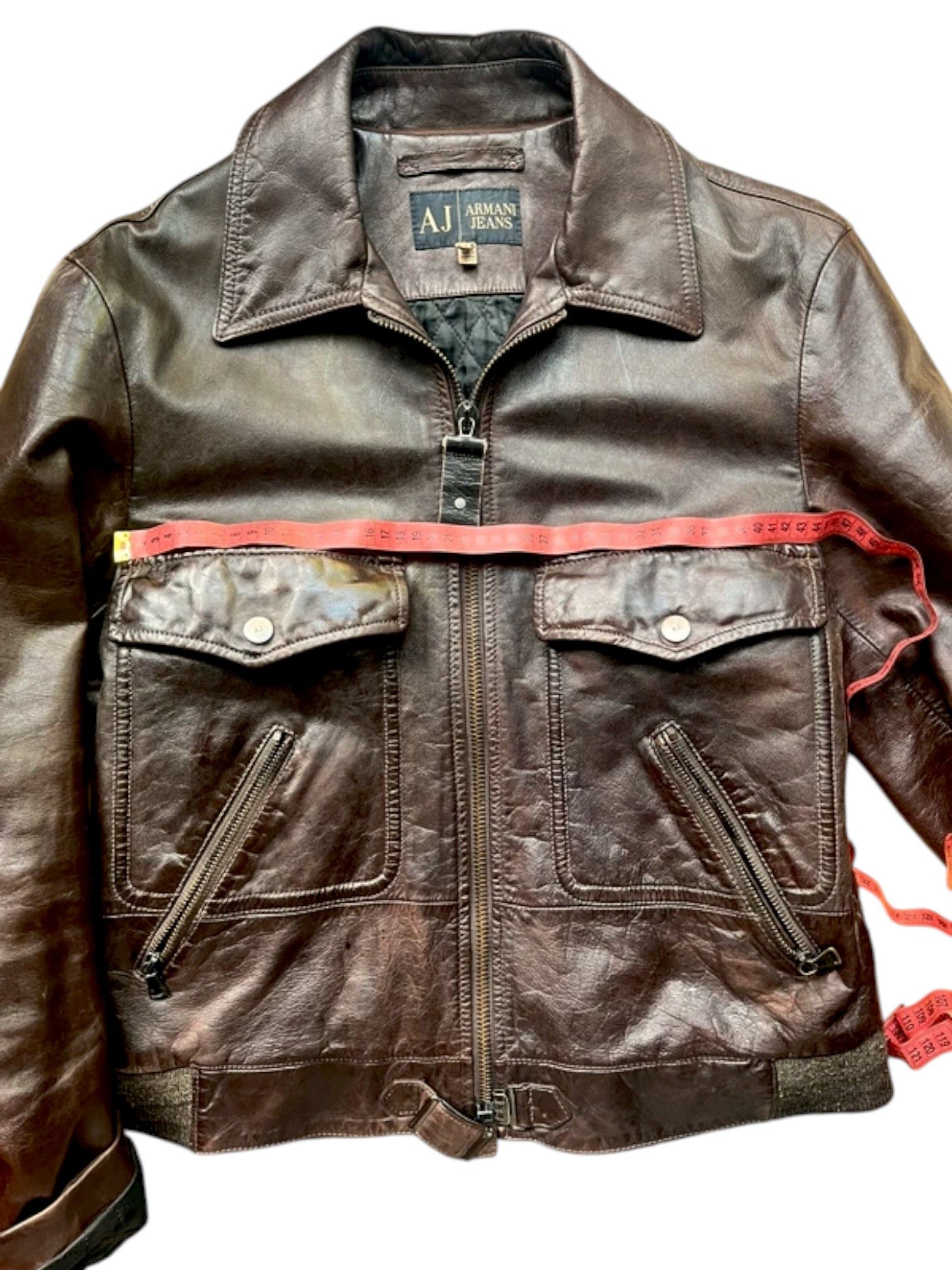 Giorgio Armani Armani Jeans Brown Leather Bomber Jacket Size US M / EU 48-50 / 2 - 6 Thumbnail