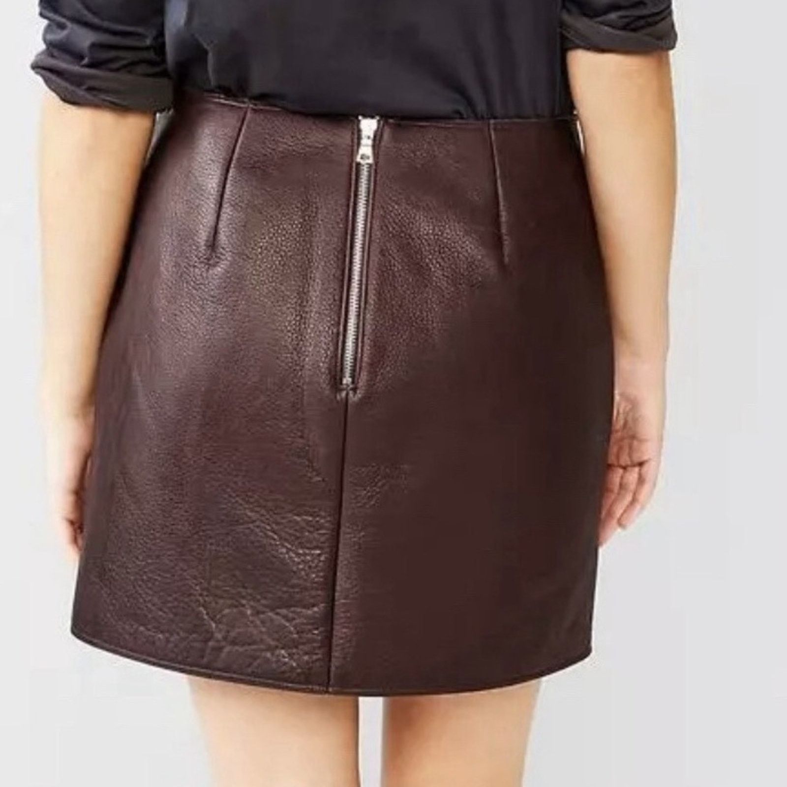 Gap New $200 GAP Oxblood Leather Zip Pocket Mini sz 0 NWT Size 25" / US 0 / IT 36 - 10 Thumbnail