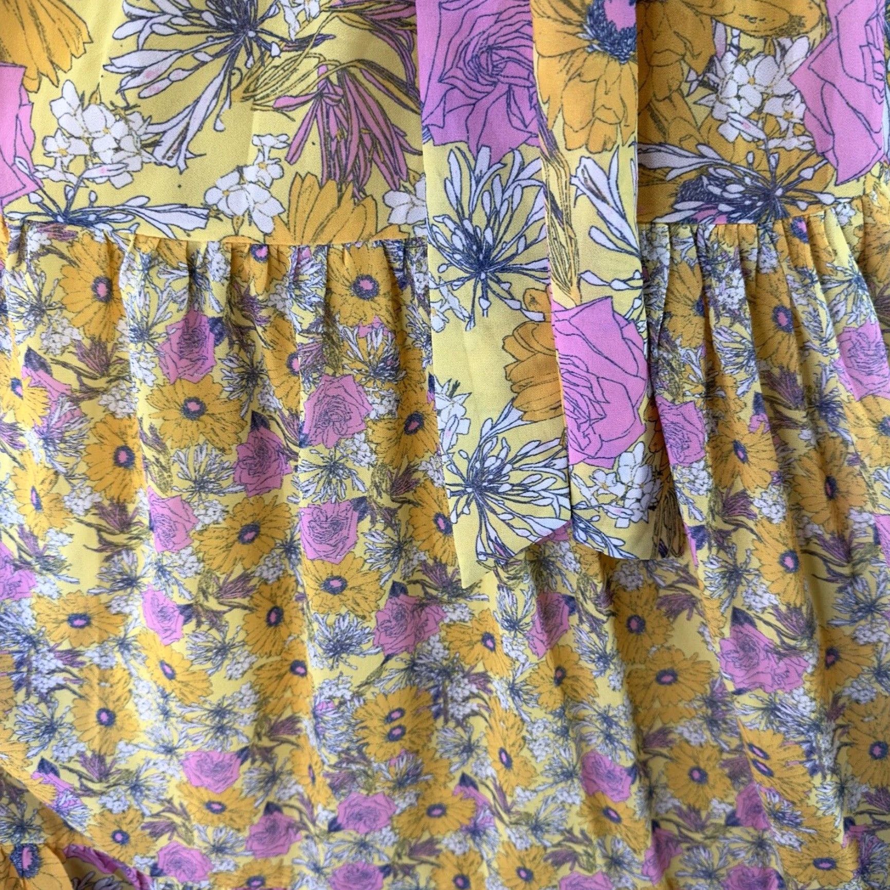 Vintage Vici Dress Maxi Womens XS Floral Off the Shoulder Flutter 100% Polyester Chiffon Long Sleeve Vintage N/A Size XS / US 0-2 / IT 36-38 - 6 Thumbnail