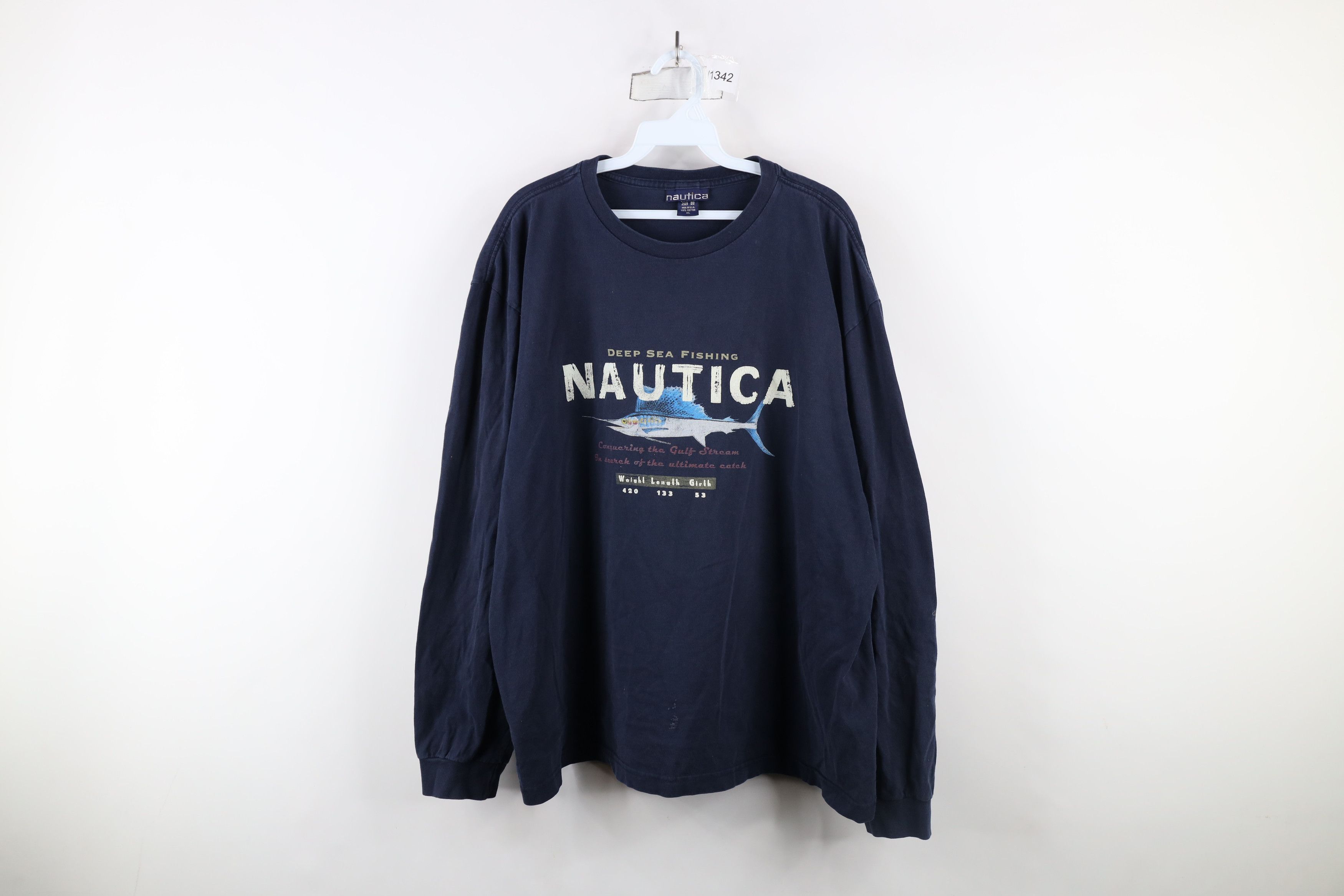 Nautica × Vintage Vintage 90s Nautica Deep Sea Fishing Long Sleeve T-Shirt USA Size US XL / EU 56 / 4 - 1 Thumbnail