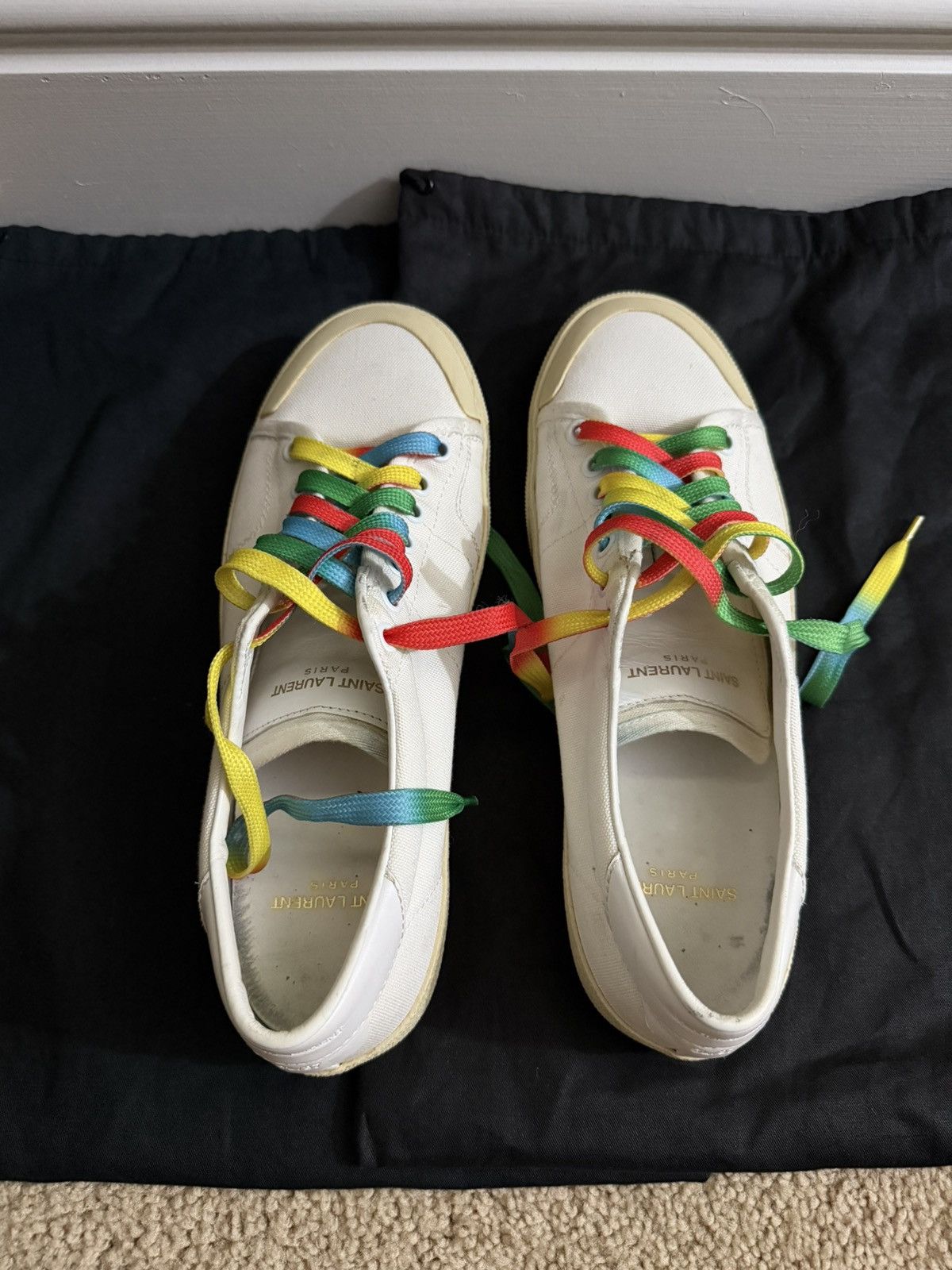 Saint Laurent Paris SAINT LAURENT PARIS - WHITE SL/37 (RAINBOW LACES) SNEAKERS Size US 8 / EU 41 - 4 Thumbnail