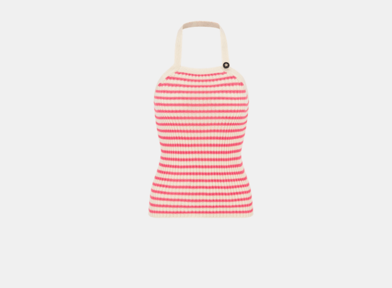 o1w1db10925 444T13 Backless Tank Top in White/Candy Pink
