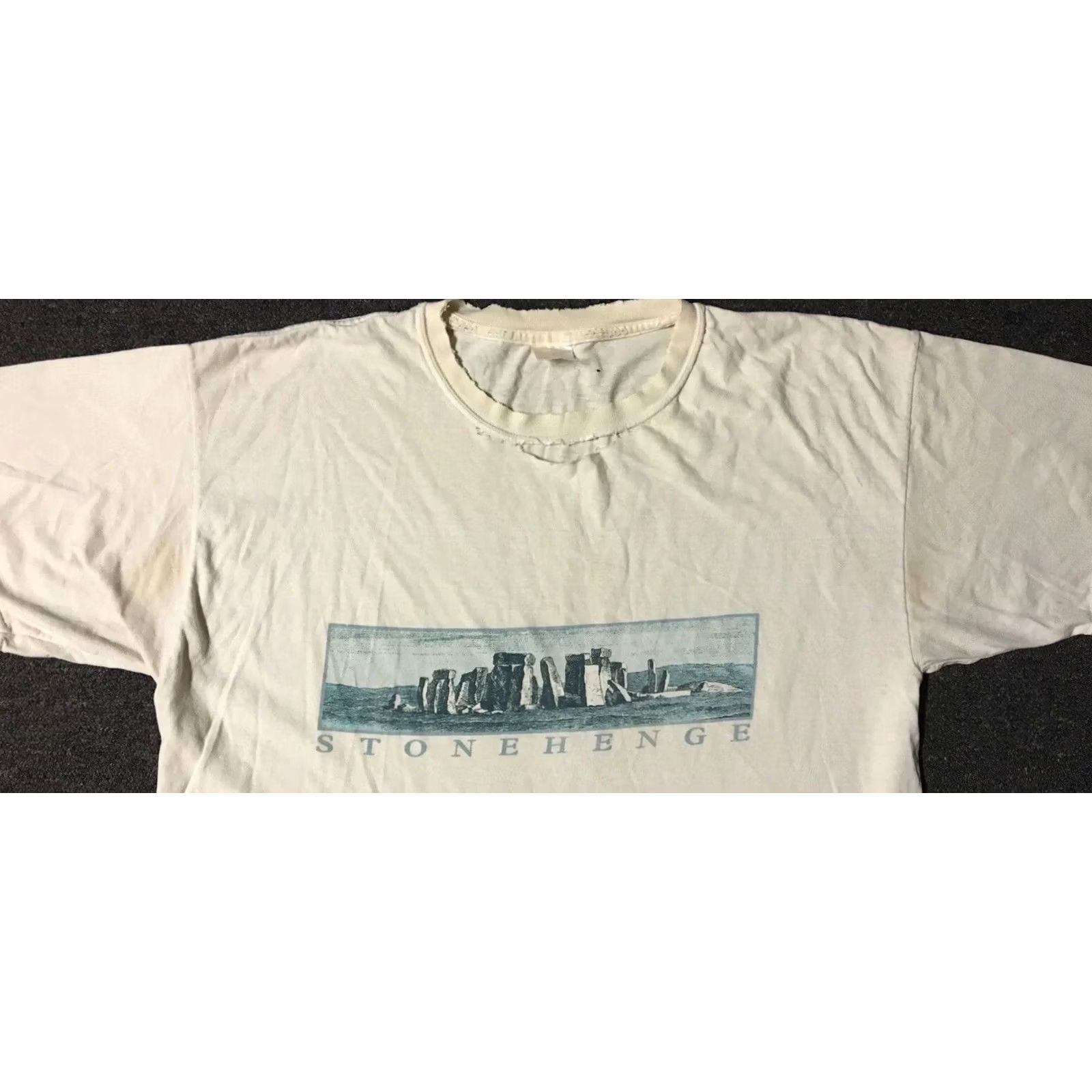 Thrasher VINTAGE Stonehenge Thrashed Faded Shirt XL England Heritage Concert 90s Punk Skate White Mens T-Shirt Size US XL / EU 56 / 4 - 4 Thumbnail
