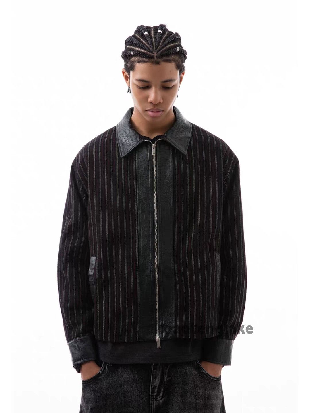 Vintage Zipper striped yuppie loose baggy hiphop jacket Size US XL / EU 56 / 4 - 1 Thumbnail