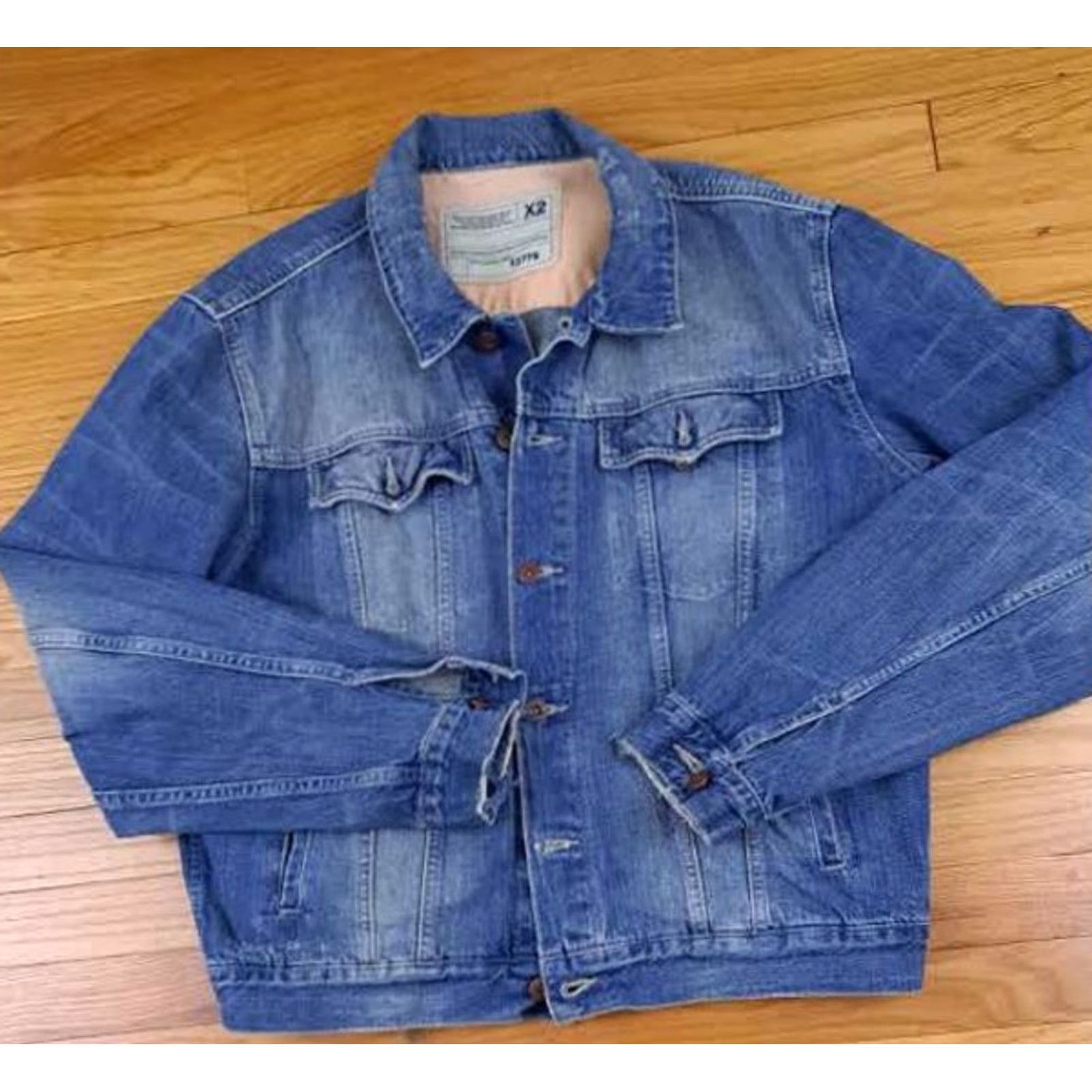X-LARGE VINTAGE Denim Laboratory X2 Blue Jeans Bomber Jacket XL Men Blue Denim bom ber Jacket Size US 36 / EU 52 - 4 Thumbnail