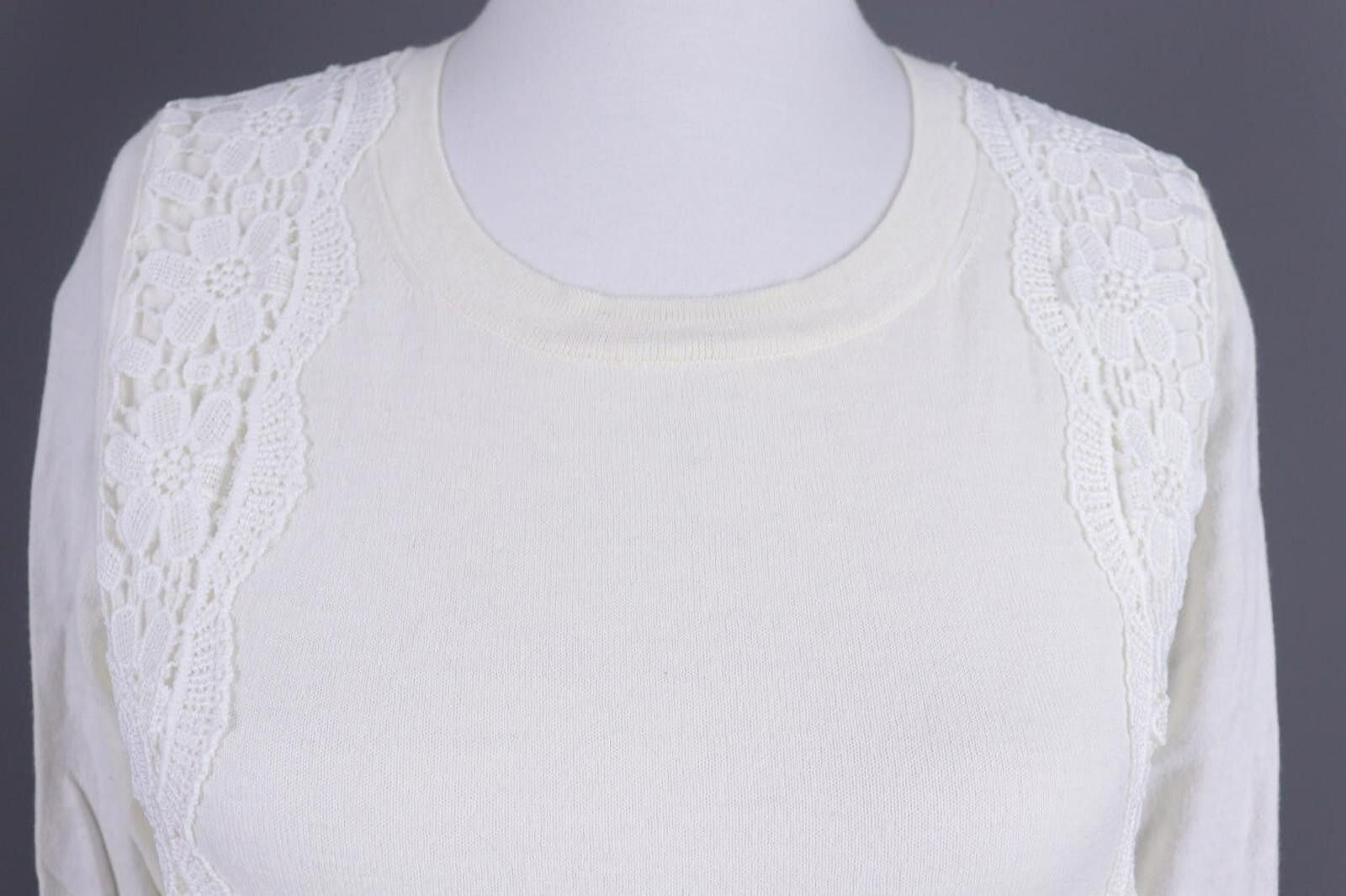 J.Crew J.Crew White Embroidered Floral Lace Knit Sweater Size M Size M / US 6-8 / IT 42-44 - 7 Thumbnail