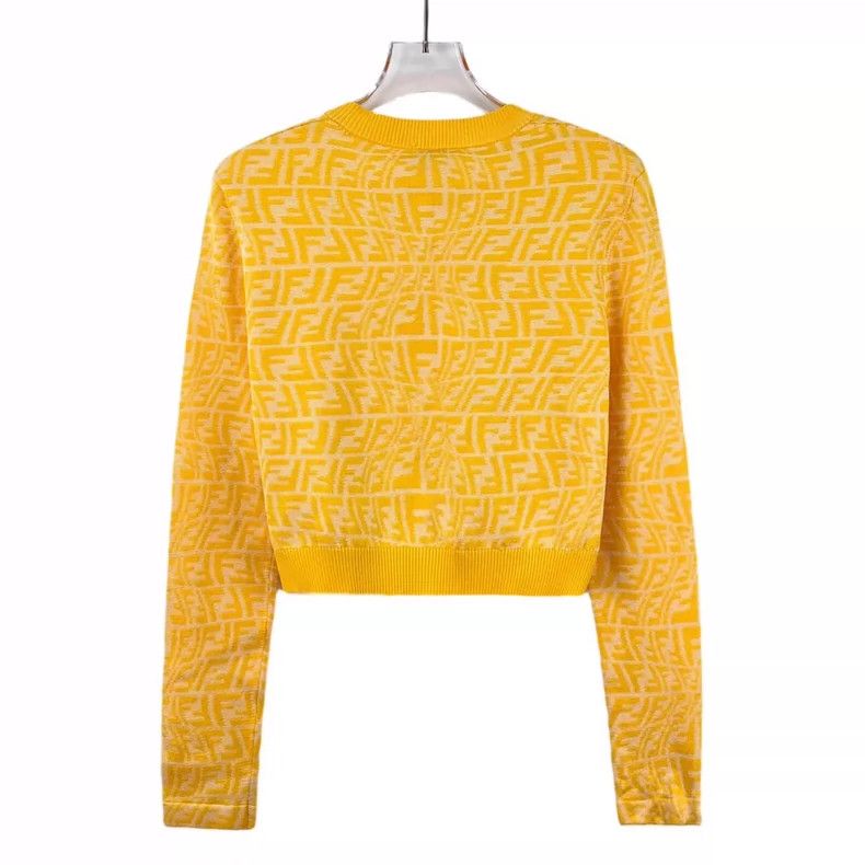 Fendi FENDI Yellow logo letter full-print crewneck single-breast Size XS / US 0-2 / IT 36-38 - 2 Thumbnail