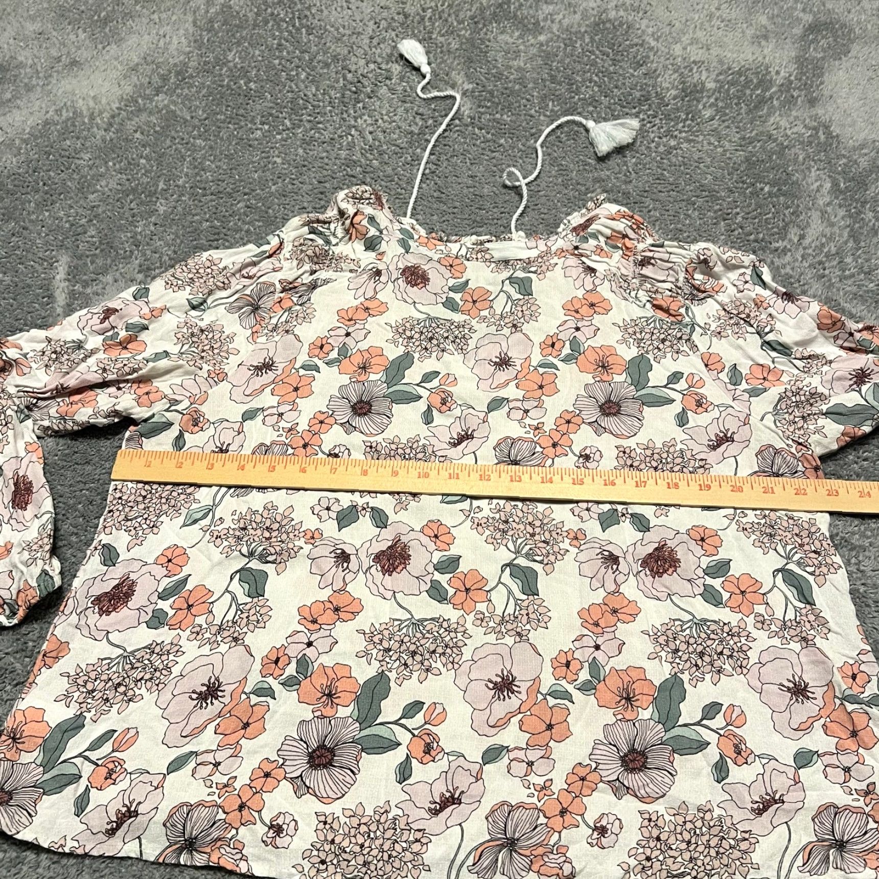 Lucky Brand Lucky Brand Shirt Women XL Lana Floral Print Tassel Blouse Size XL / US 12-14 / IT 48-50 - 7 Thumbnail